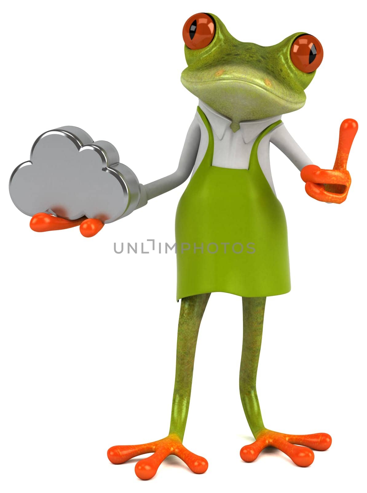 Fun frog gardener - 3D Illustration