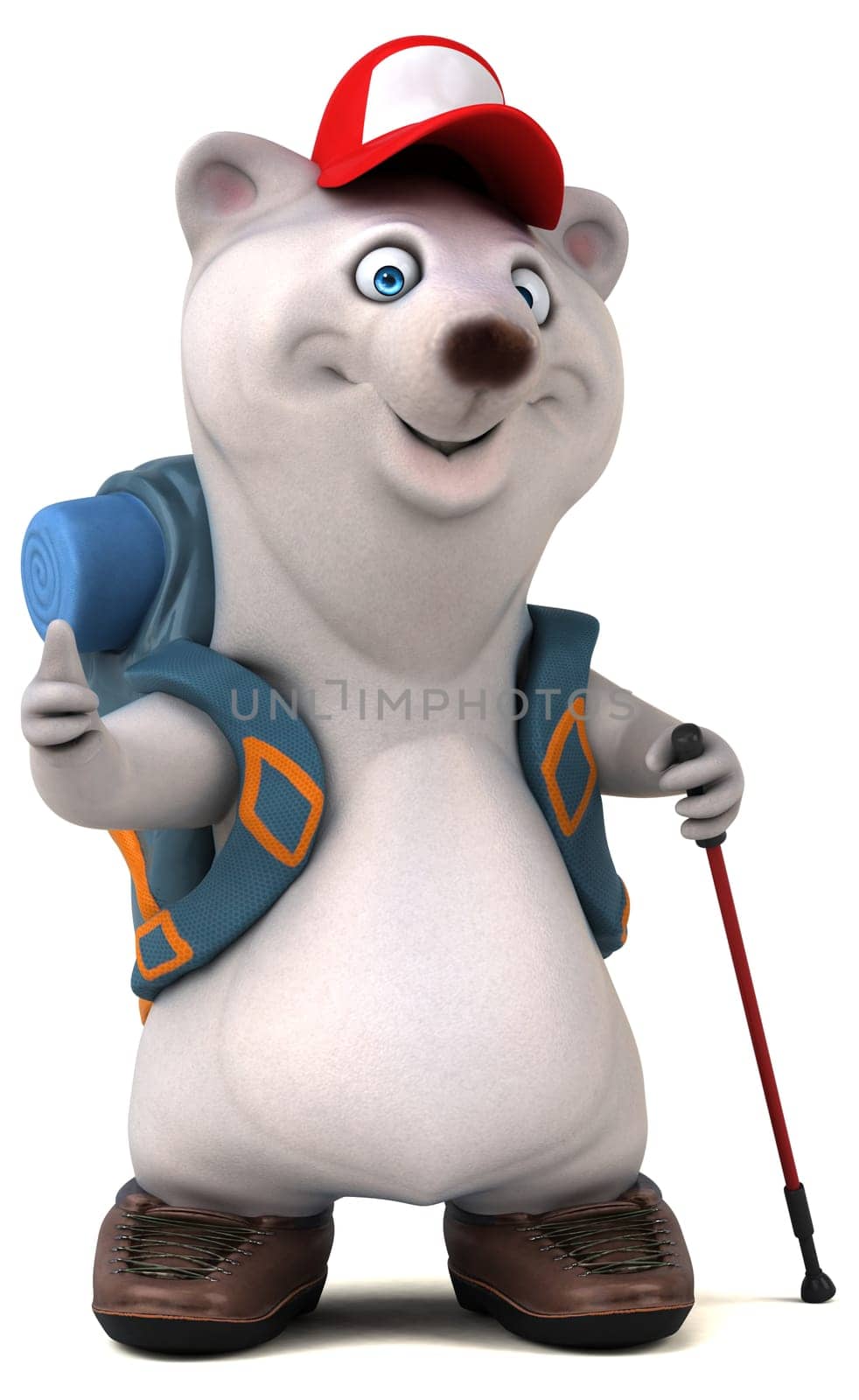 Fun 3D bear backpacker cartoon character