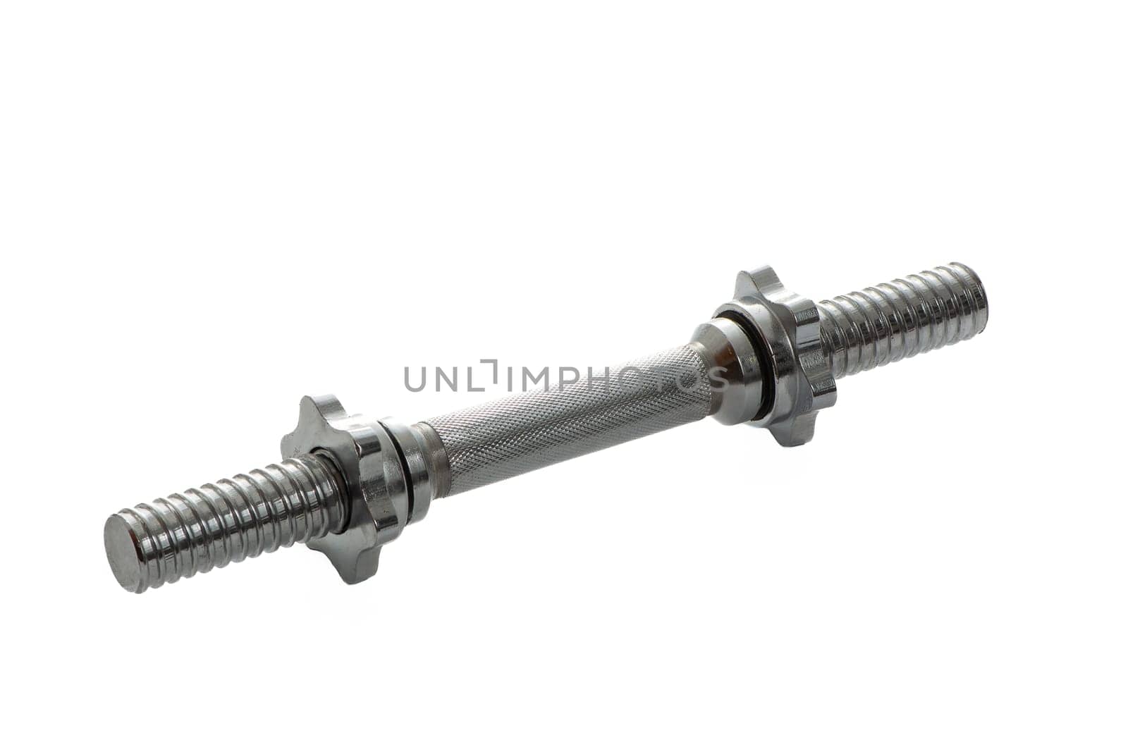 metal neck for dumbbells in disassembled form on a white isolated background. High quality photo