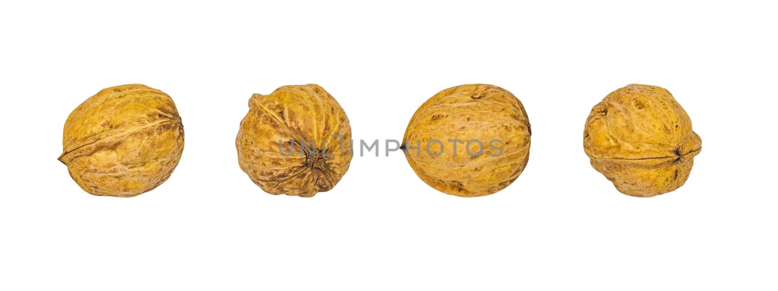 Set of images of walnuts isolated on a white background. Walnuts. Nut shell. Iodine in nuts. Healthy food. Vegetarian food. Fruits of a garden tree. White background. Vitamin in fruits.