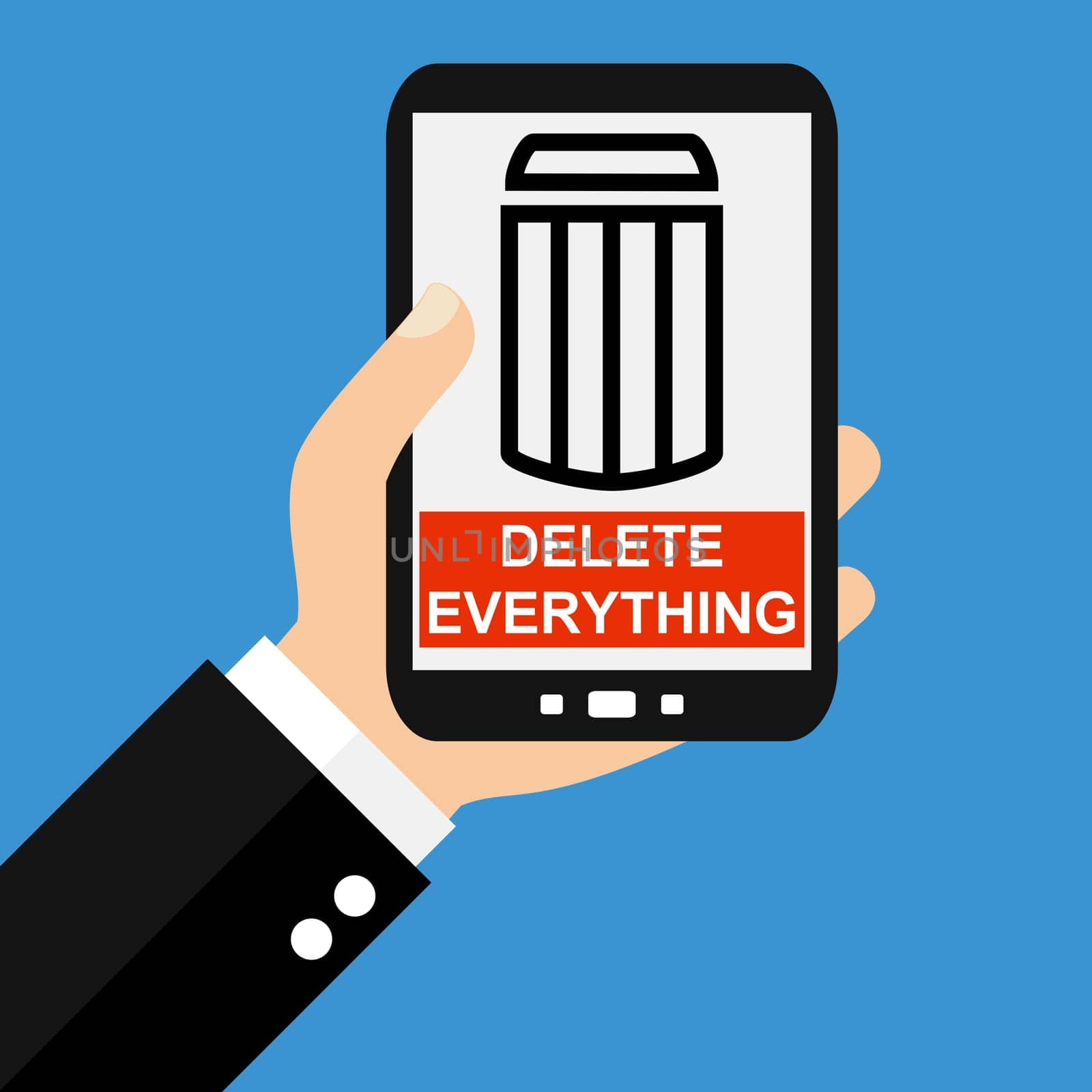 Man holding Smartphone: - Flat Design