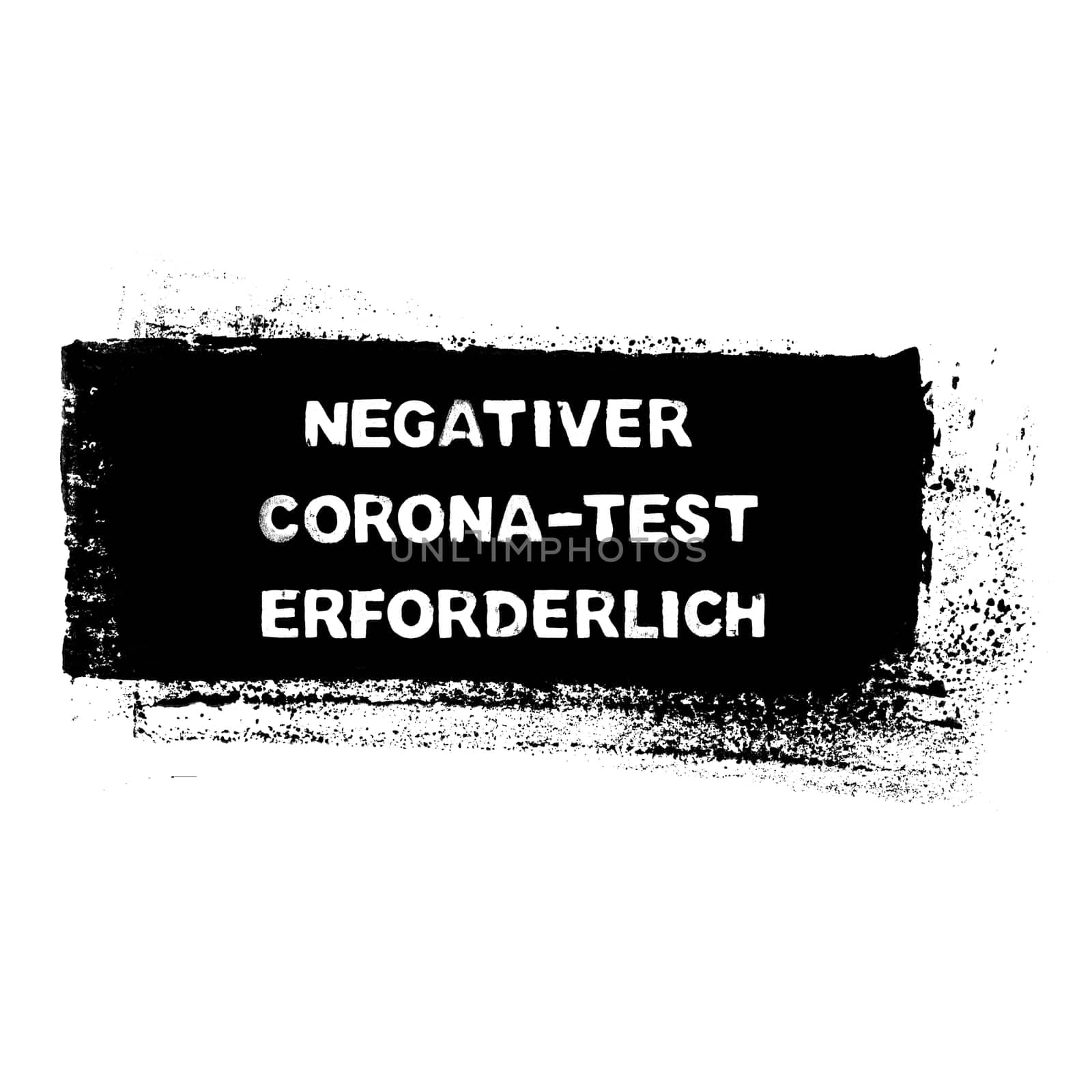 Black grunge banner: Negative Corona-test required in german language