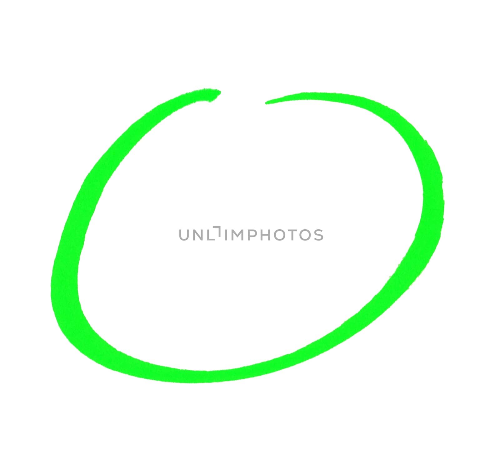 Sketch of hand drawn green circle made with pencil