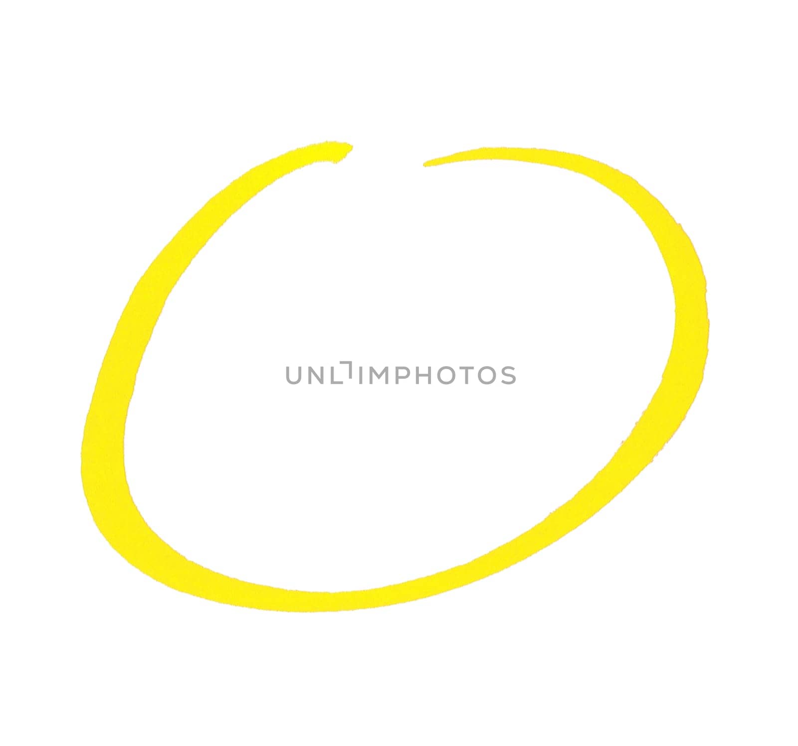 Sketch of hand drawn yellow circle made with pencil