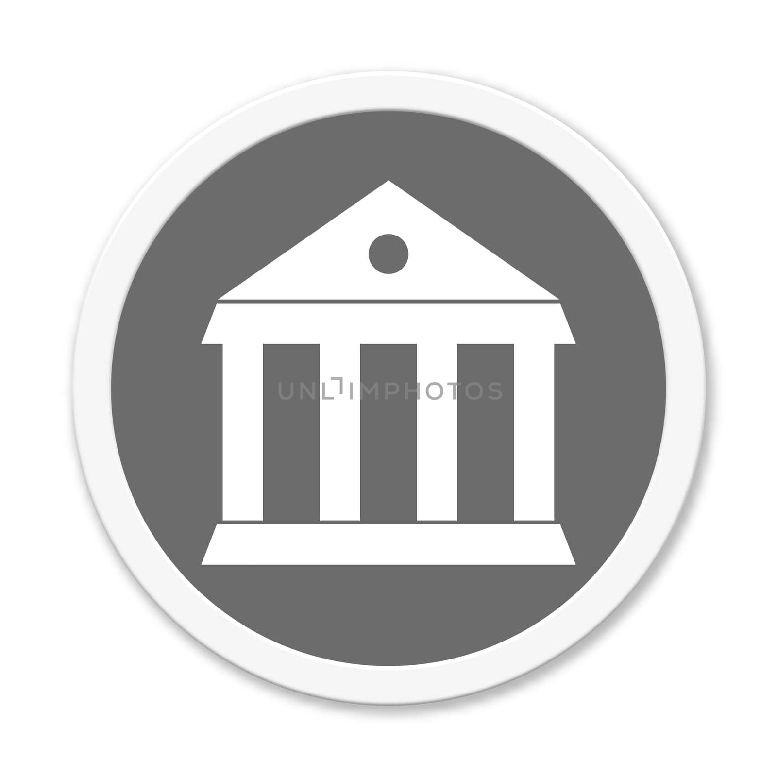 Isolated grey button with white frame showing: Museum, Library, University or Court