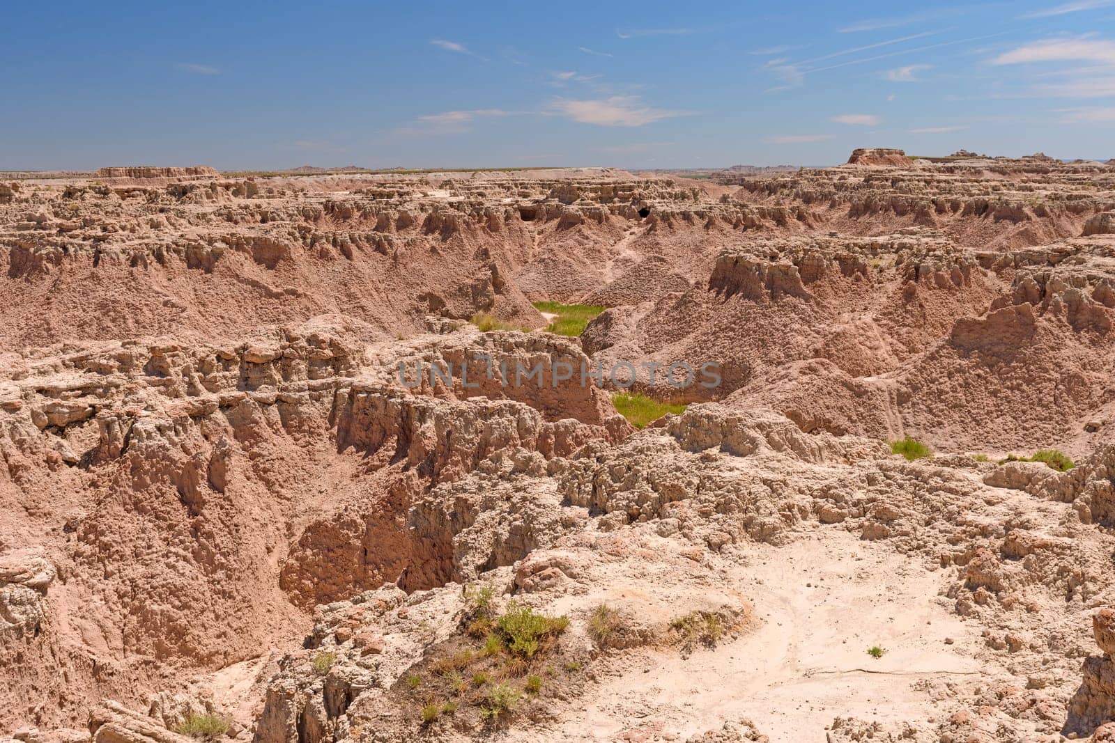 Badlands Panorama in the American West in Badlands National Park in South Dakota