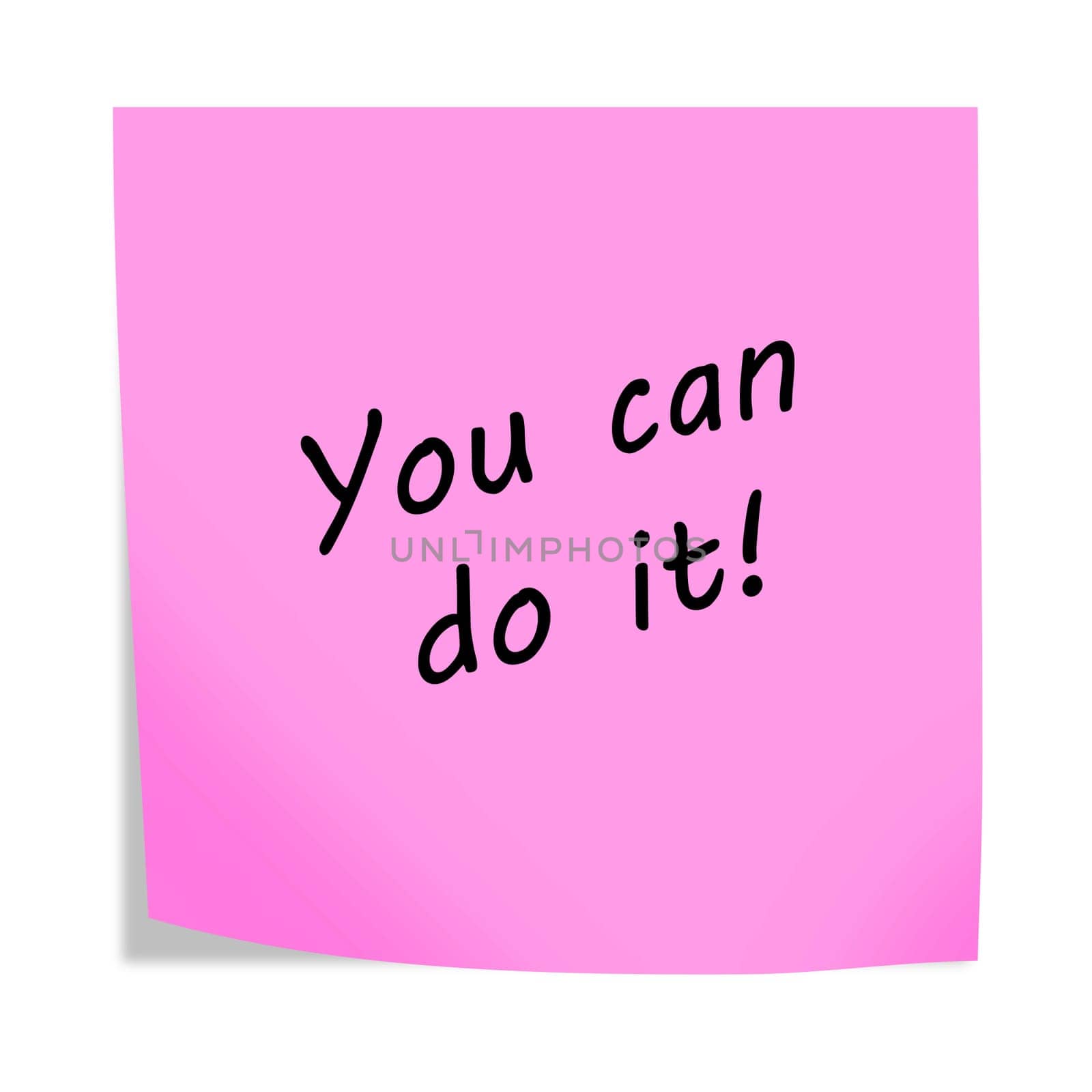 A You can do it 3d illustration post note reminder on white with clipping path