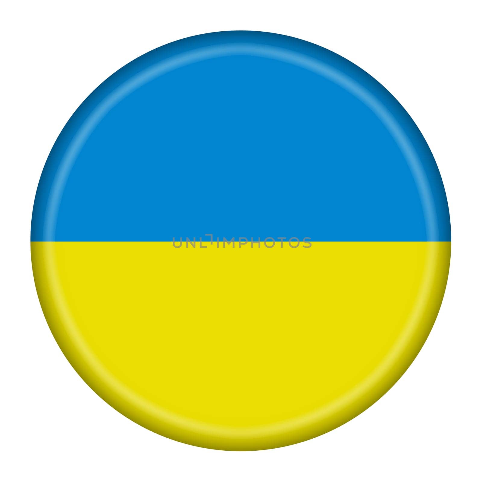 A Ukraine flag button 3d illustration with clipping path