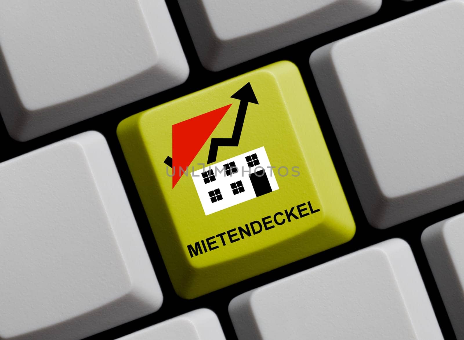 Computer keyboard showing Rent cover in german language - 3D illustration