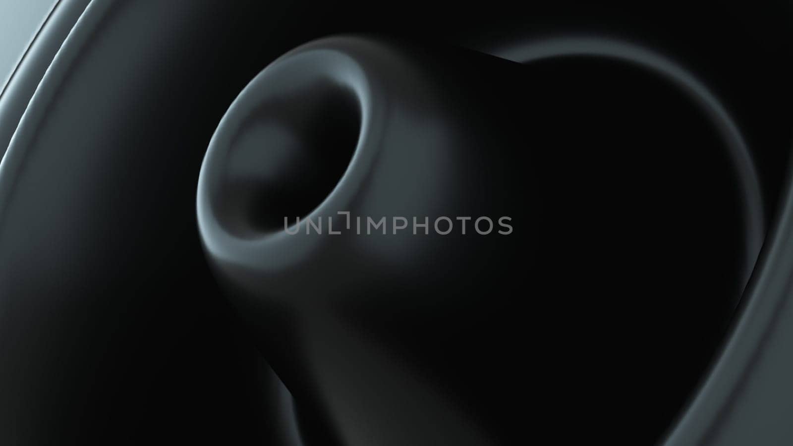 Abstract black shape with impulse circular waves, computer generated. 3d rendering of fractal background