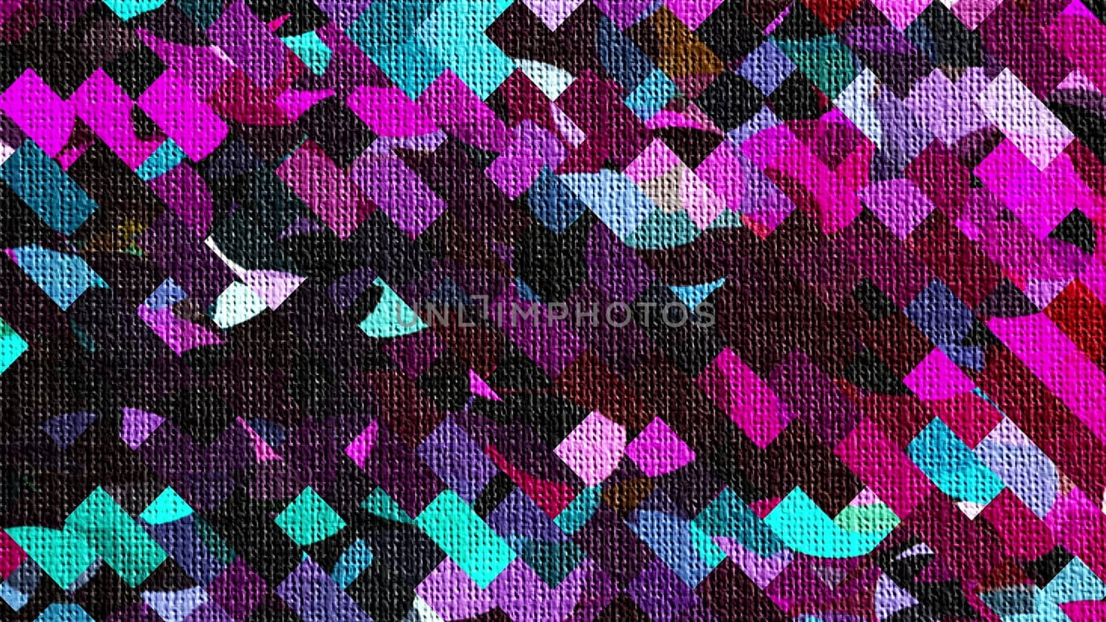 Bright square shapes with 3d render spots and geometric tracery. Decor on canvas with blurry rectangles and gradient. Decorative installation in style of futuristic suprematism and expressionism.