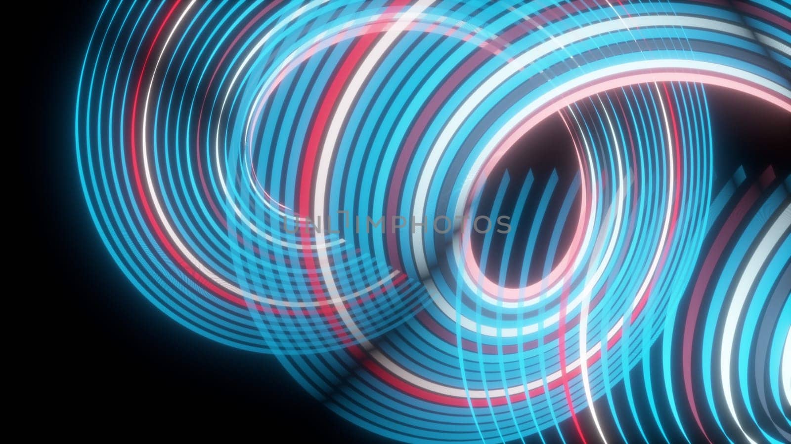 Abstract spiral rotating glow lines, computer generated background, 3D rendering background.