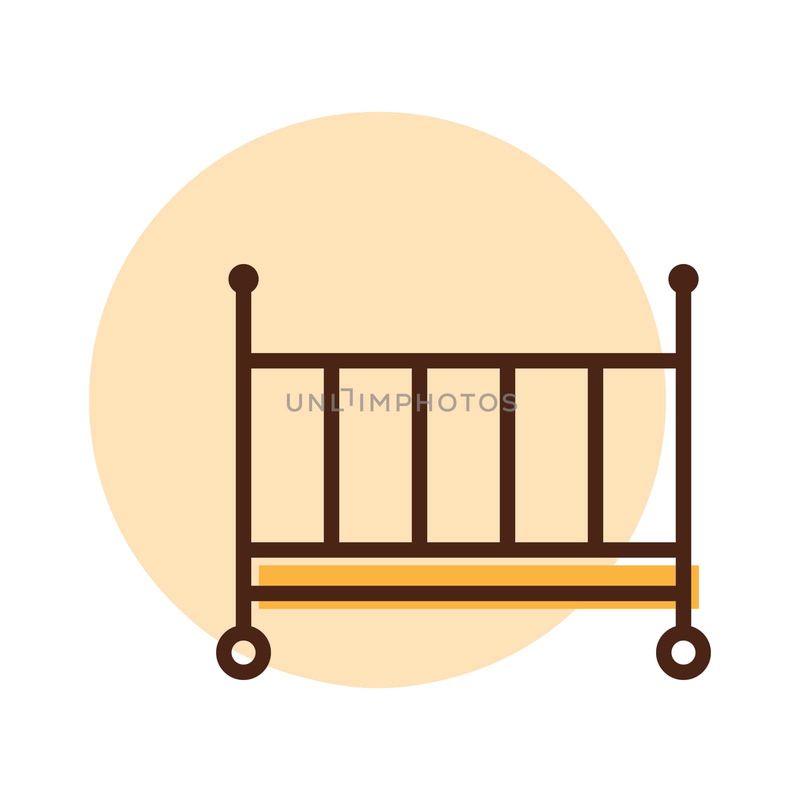 Classic wooden baby crib vector icon. Graph symbol for children and newborn babies web site and apps design, logo, app, UI