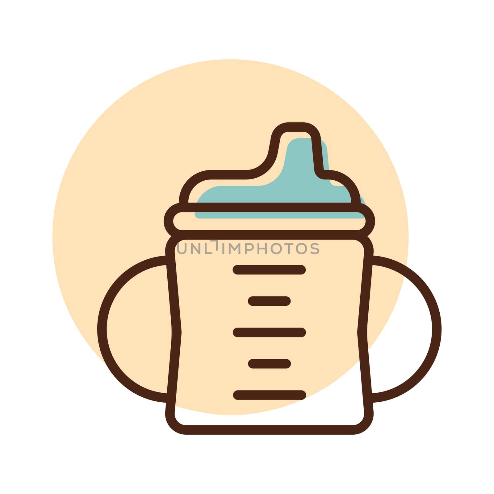 Toddler sippy cup vector icon. Graph symbol for children and newborn babies web site and apps design, logo, app, UI