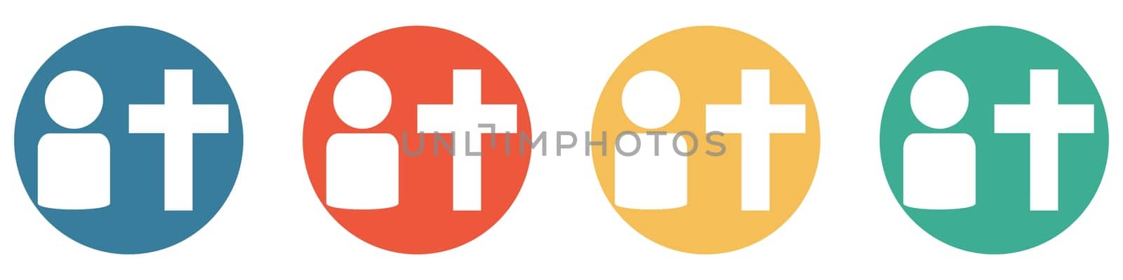 4 colorful Buttons blue, red, orange and green showing: Death, Cemetary or Funneral