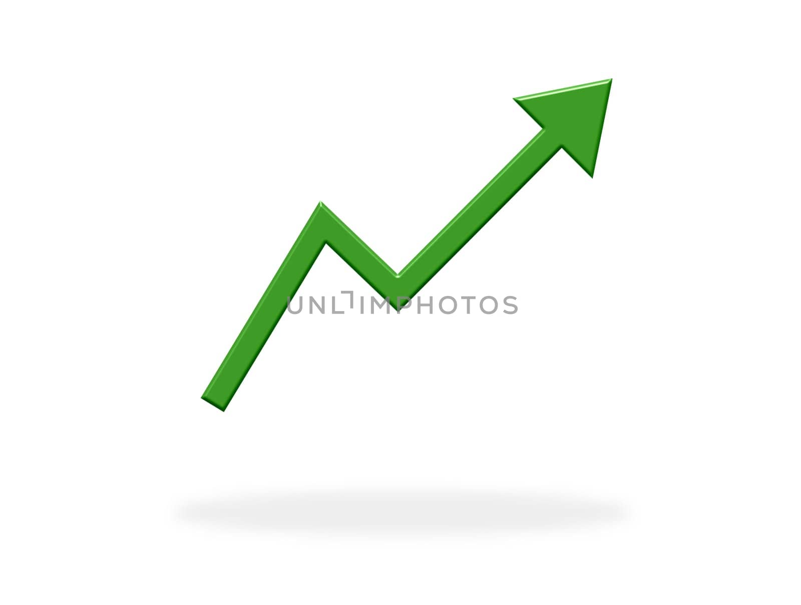 Green Arrow showing upwards - icon with shadow