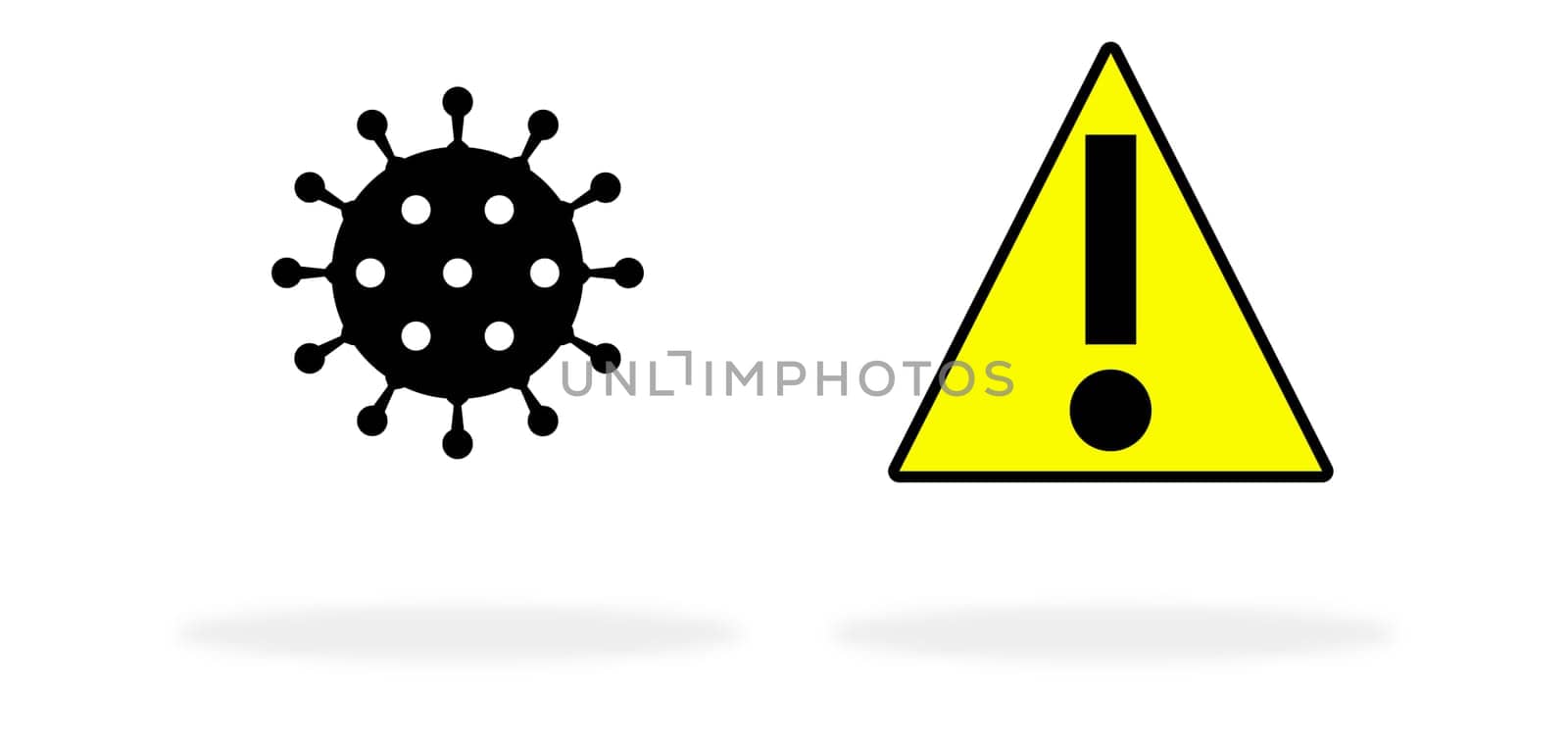 Coronavirus Symbol with yellow warning sign