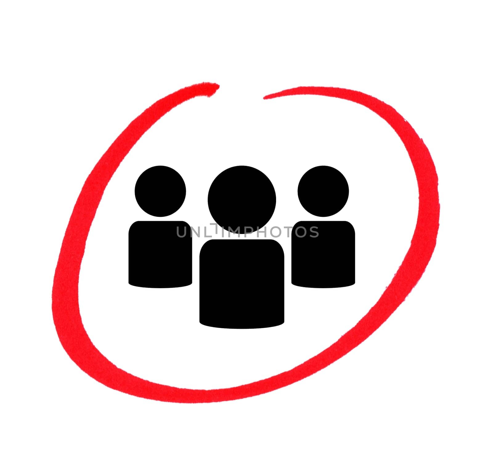Group icon with hand drawn red circle - Community
