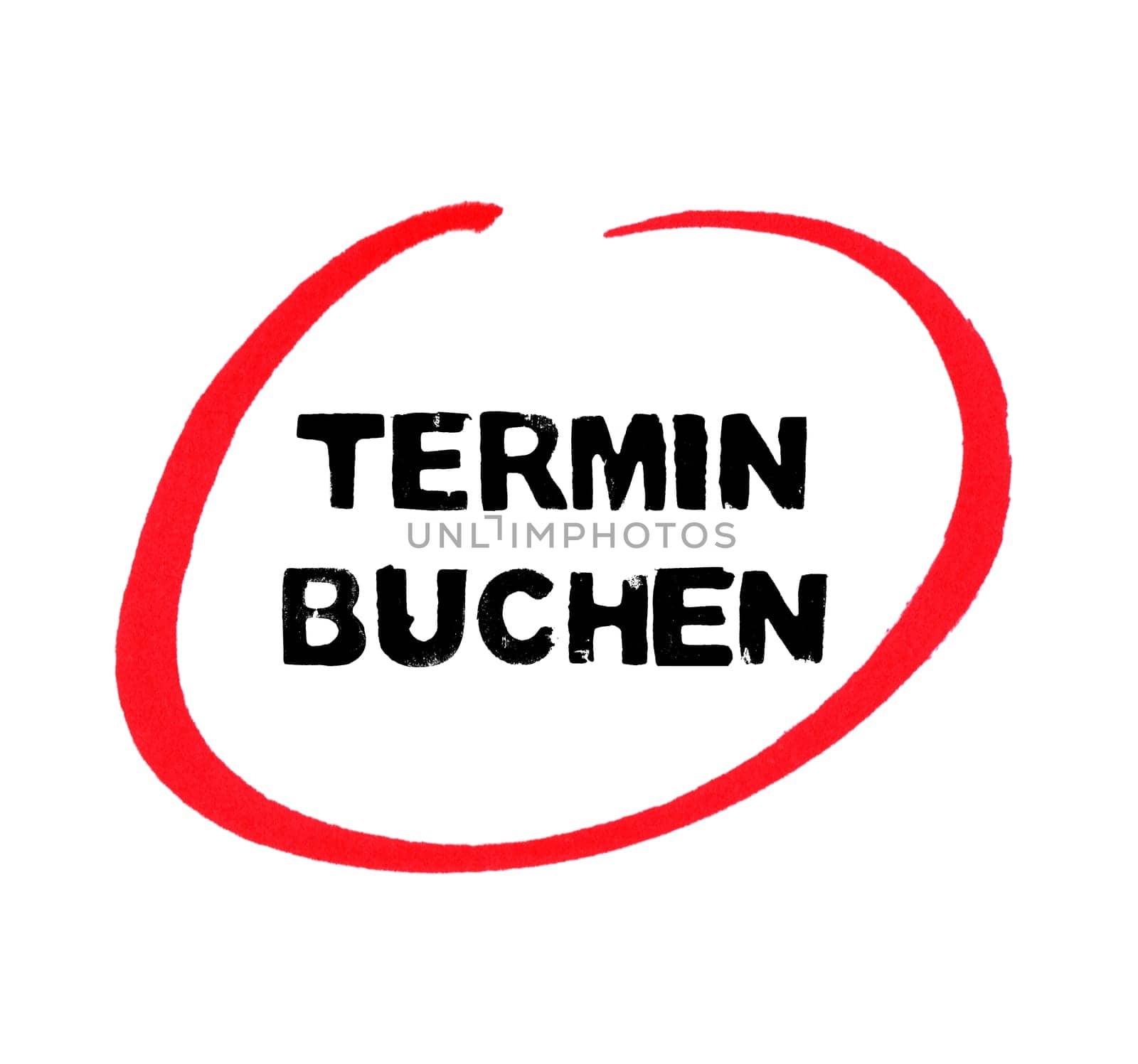 Make an appointment in german language with hand drawn red circle