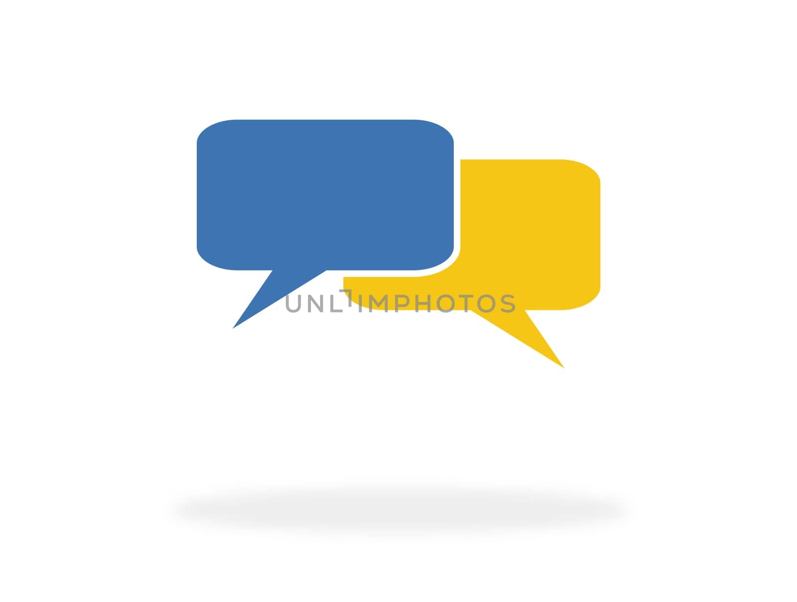 Two speech bubbles blue and yellow - Icon for communication or contact