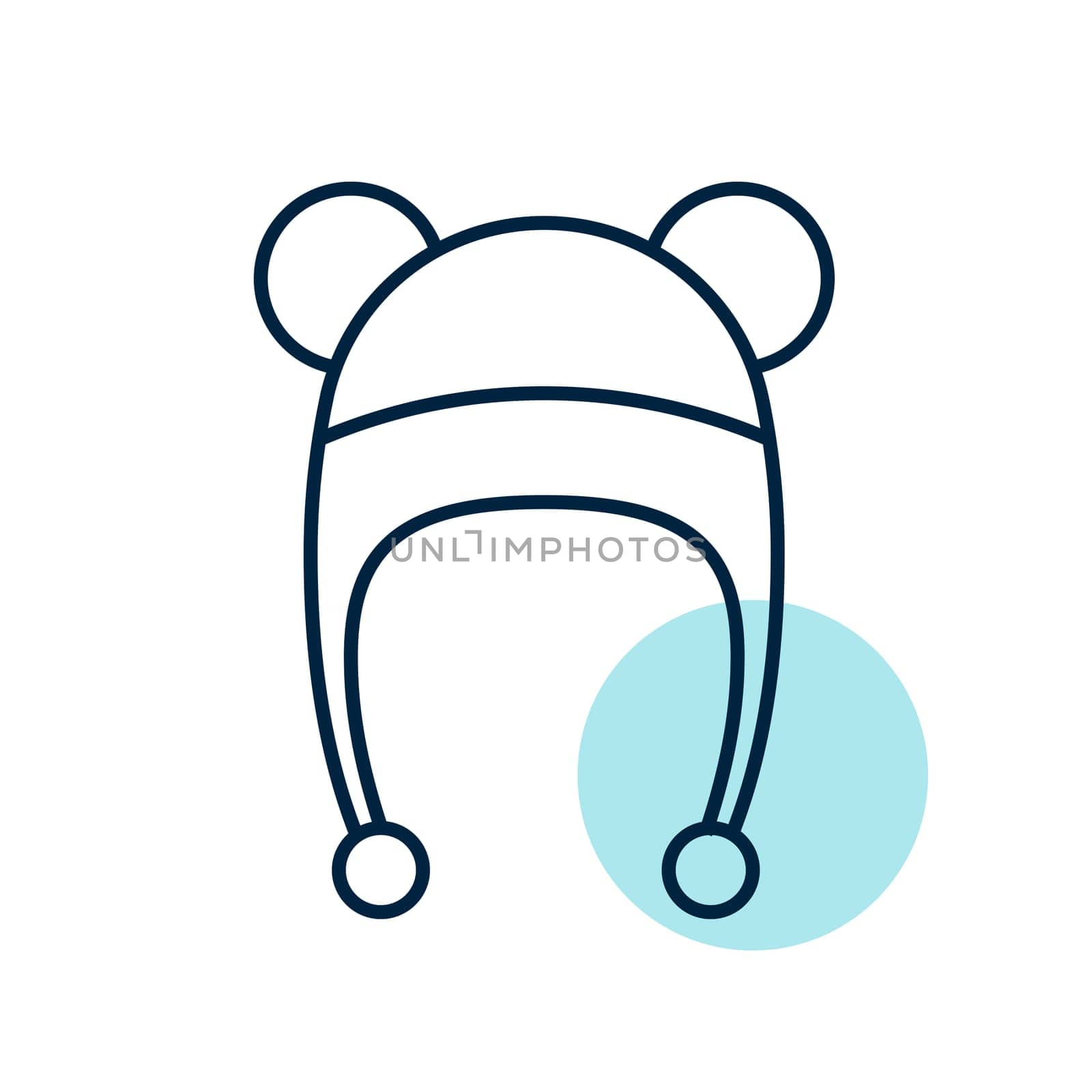 Baby hat with ears isolated vector icon. Graph symbol for children and newborn babies web site and apps design, logo, app, UI