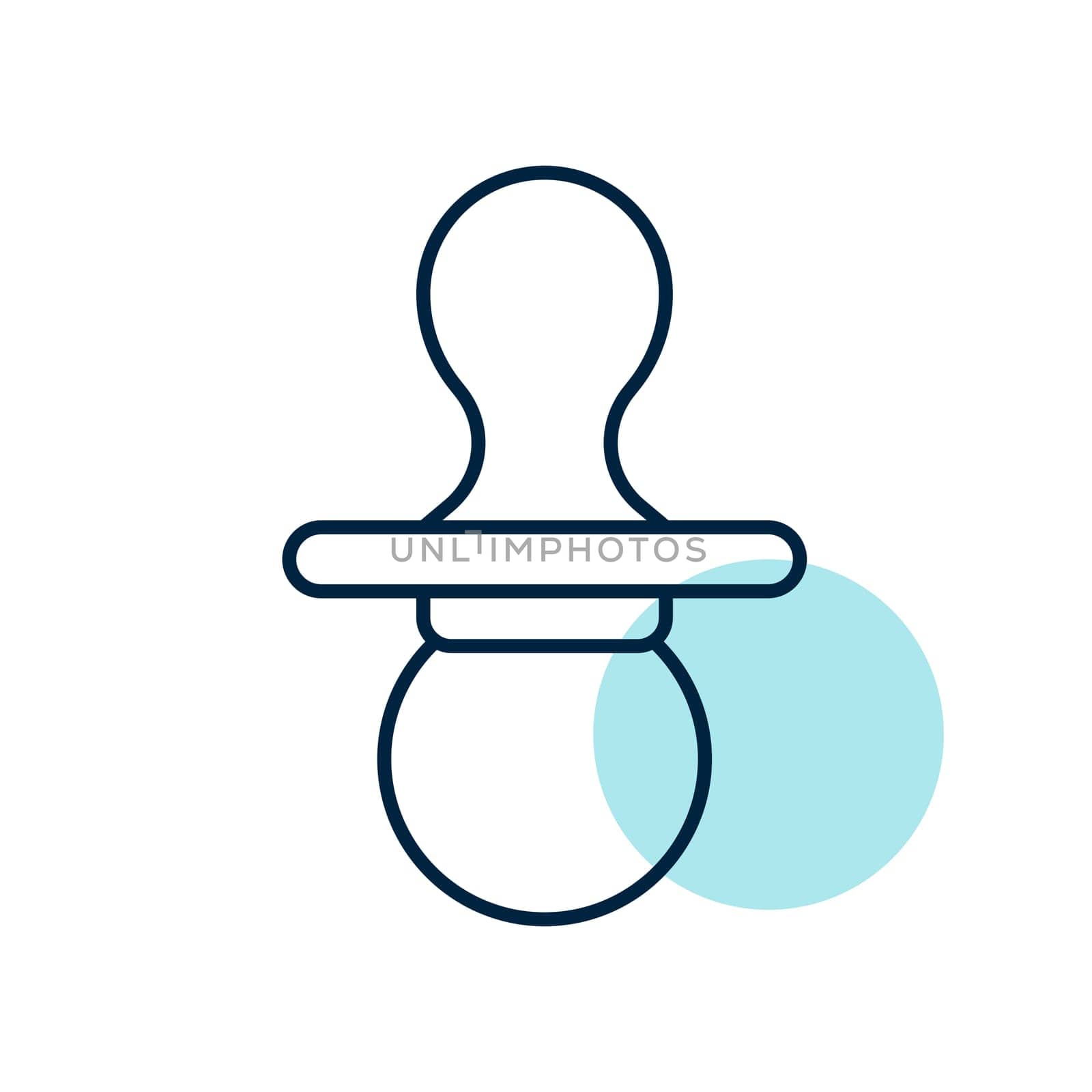 Baby dummy teat isolated vector icon. Graph symbol for children and newborn babies web site and apps design, logo, app, UI