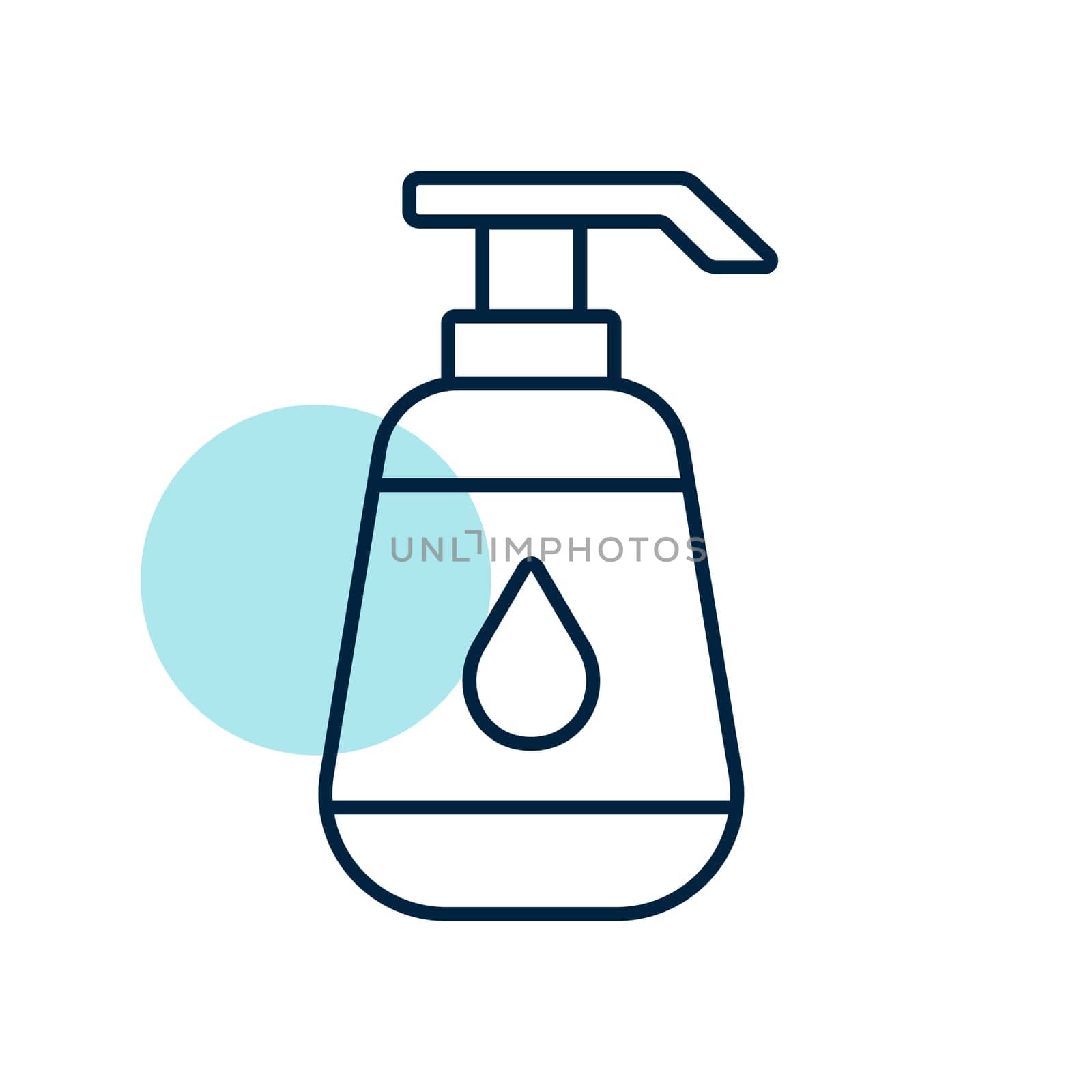 Nursery baby lotion bottle isolated vector icon. Graph symbol for children and newborn babies web site and apps design, logo, app, UI