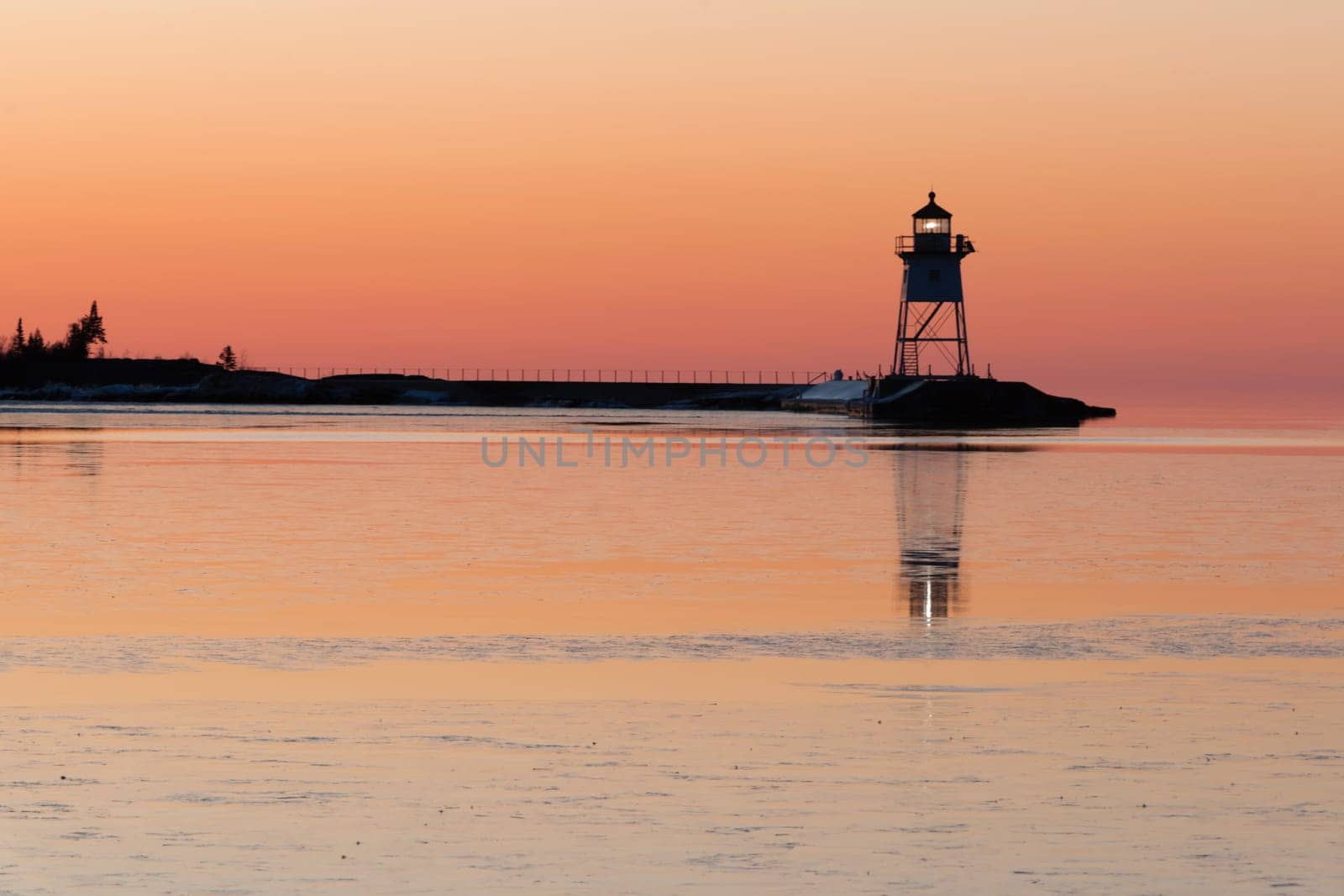 It's still winter here in the harbor at Grand Marais