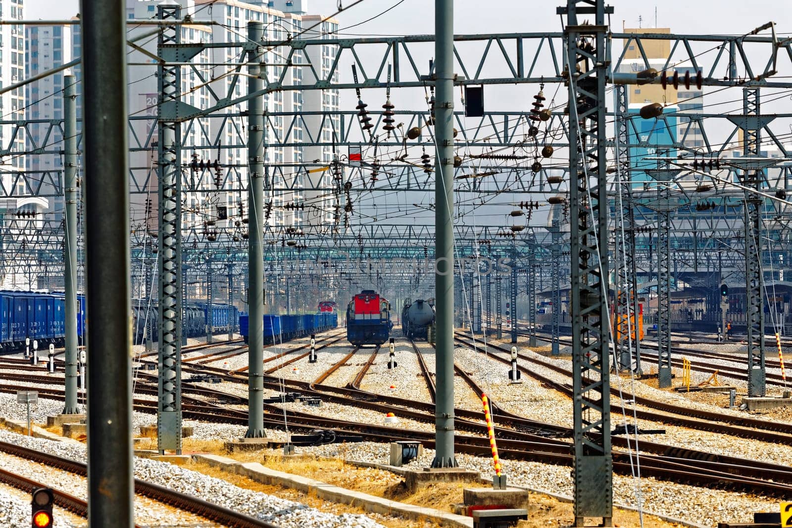 railway in seoul city at day, korea