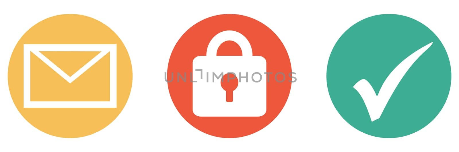3 colorful buttons showing E-Mail encryption and secure communication
