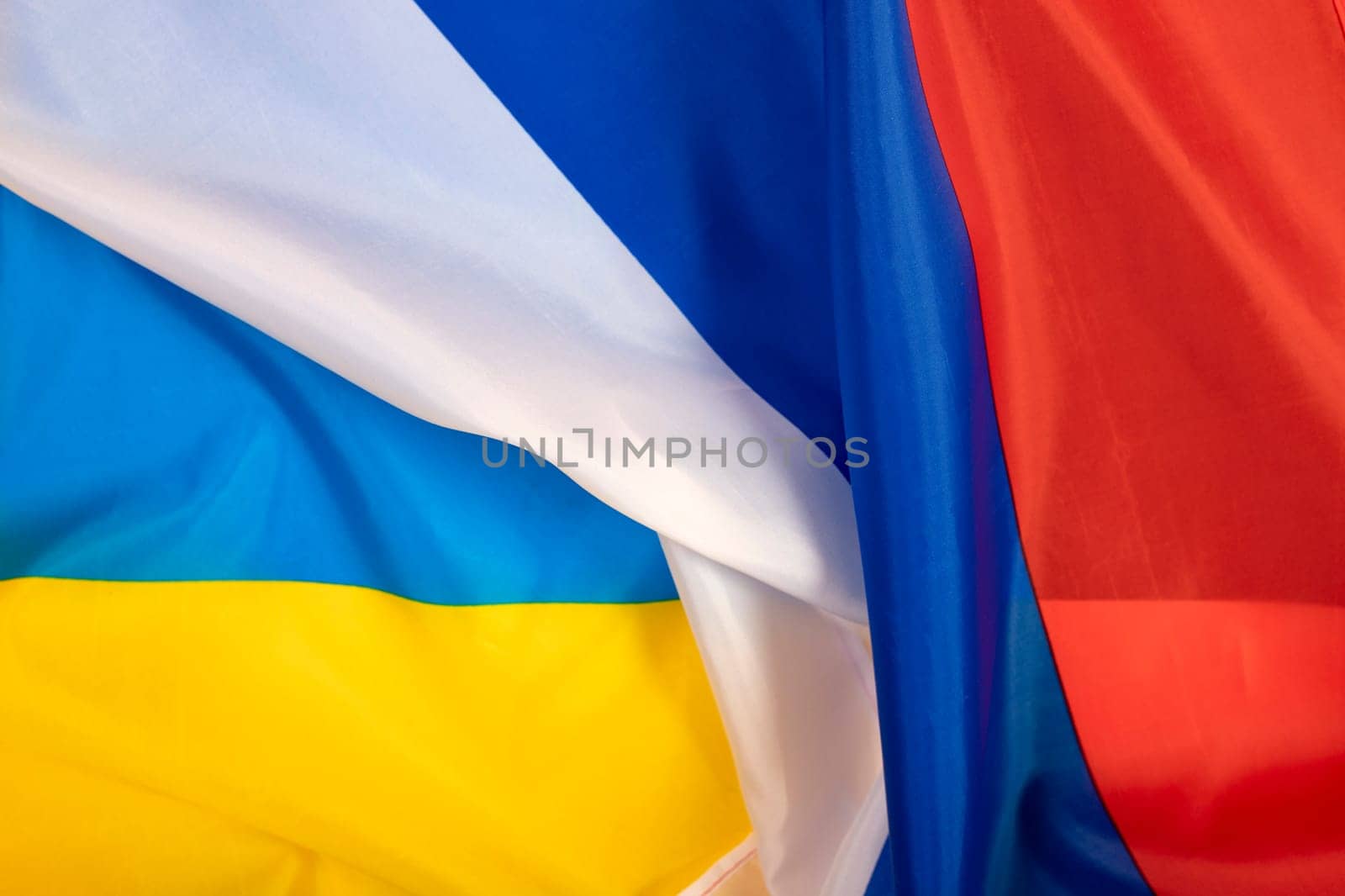Flags of Russia and Ukraine. Russian-Ukrainian war