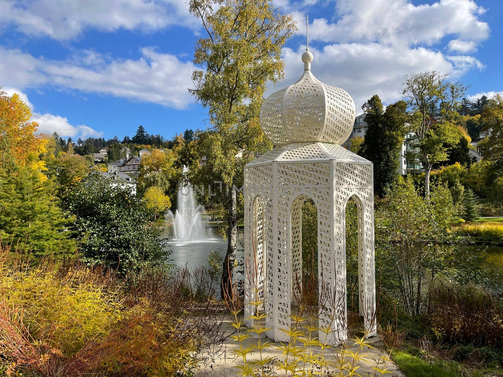 Spa park with fountain in the spa town of Bad Schwalbach in Hesse. Spa park with fountain in the spa town of Bad Schwalbach in Hesse.