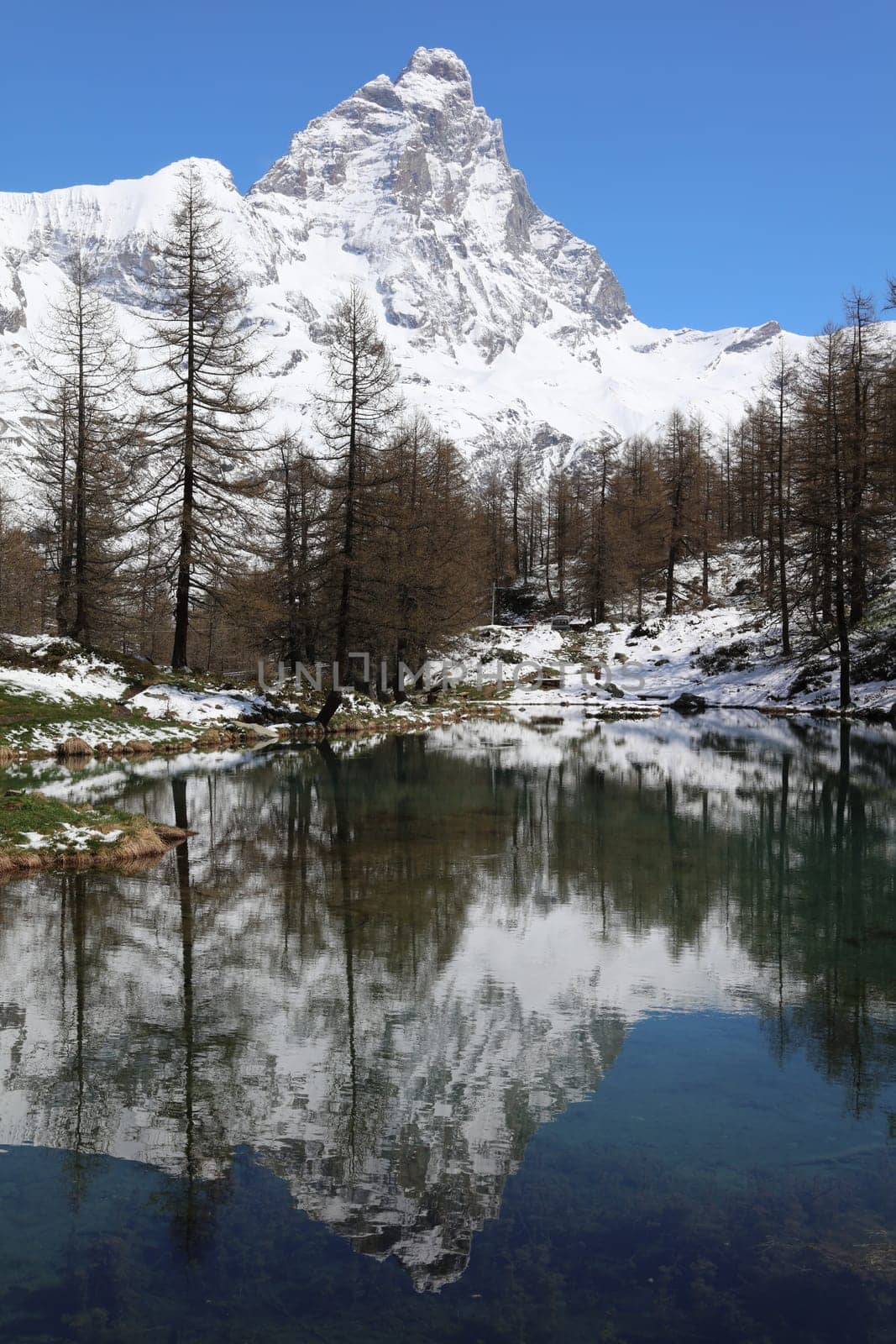 Matterhorn peak in Breuil-Cervinia. Valtournenche. Aosta Valley. Italy