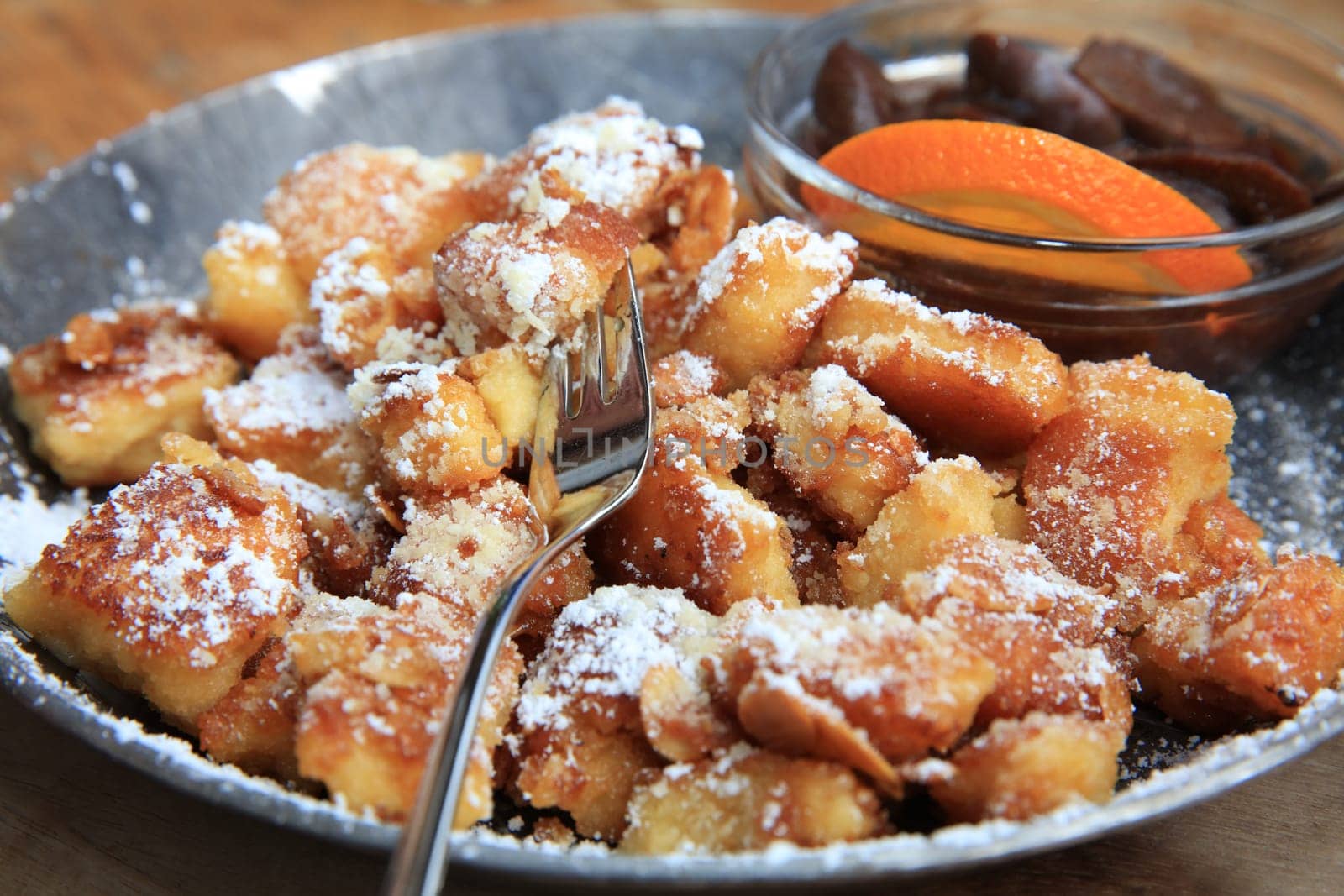 Sugared Pancake with Plums called Kaiserschmarrn. Germany