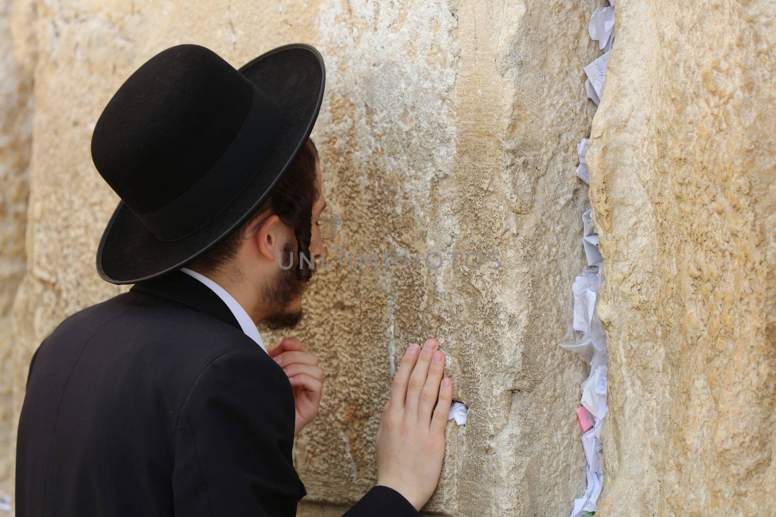 Jewish Prayer at the Wailing Wall in Jerusalem. Israel