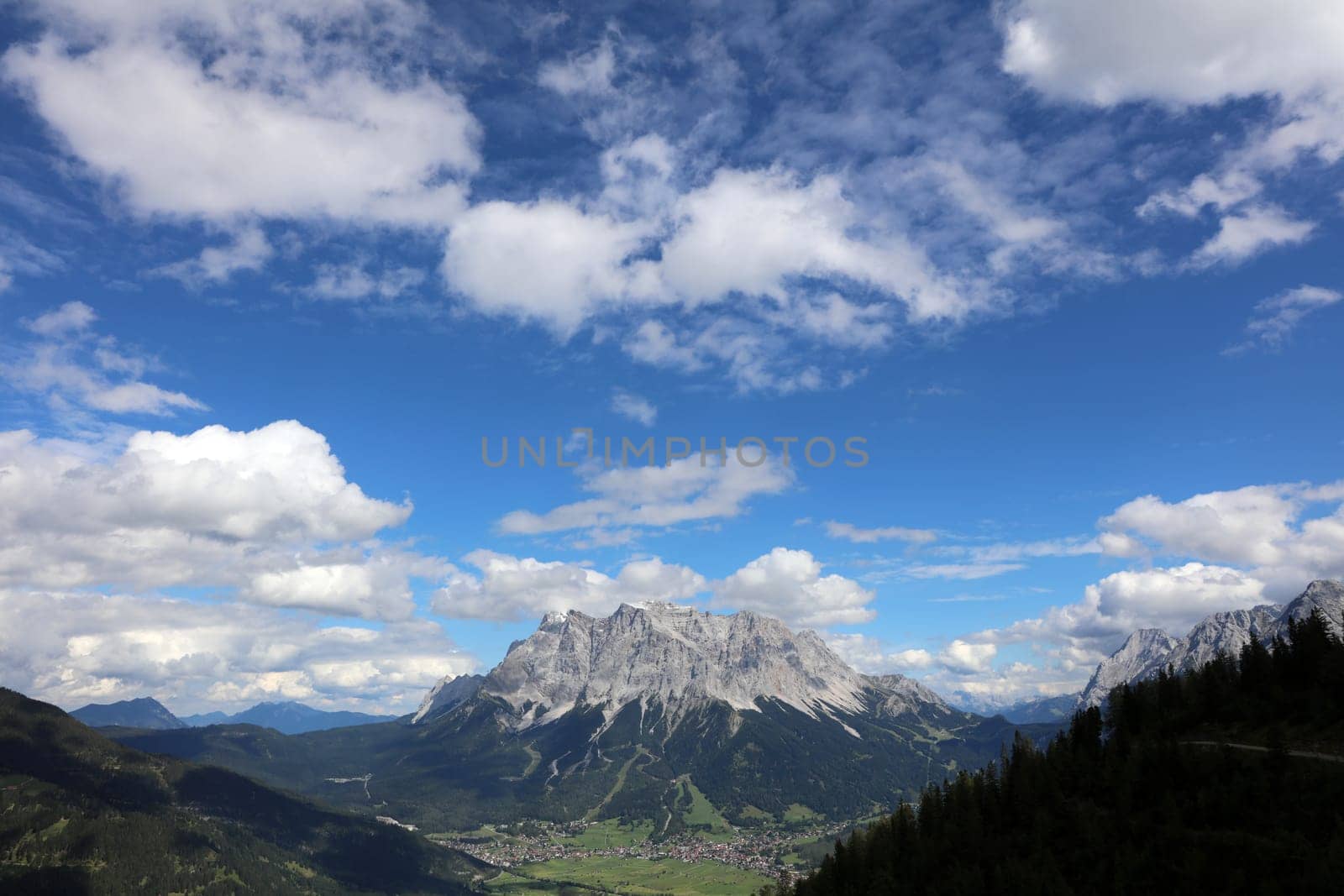 Zugspitze Mountain from Lermoos. Tyrol. Austria