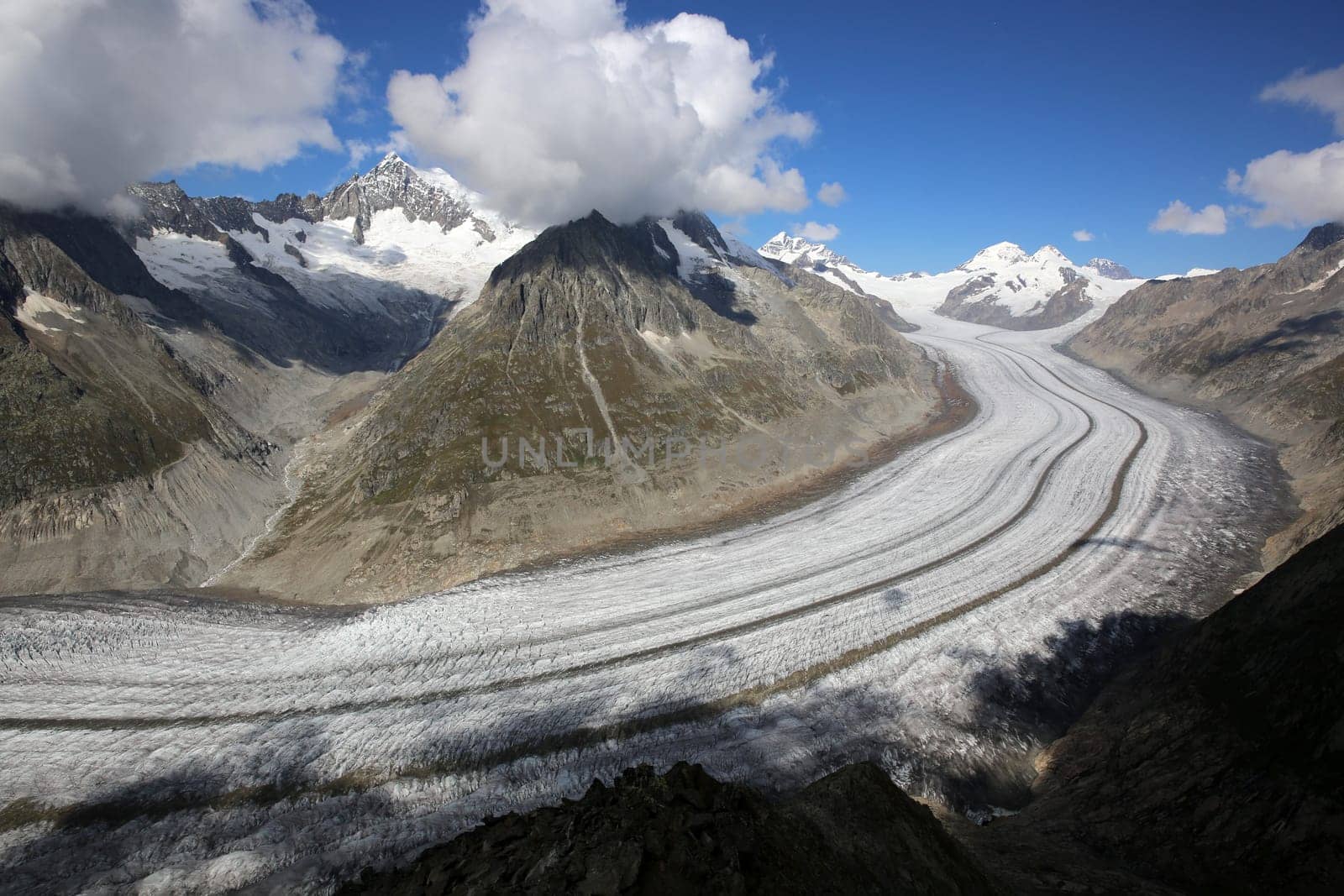Aletsch Glacier in Bernese Oberland. Switzerland. Europe