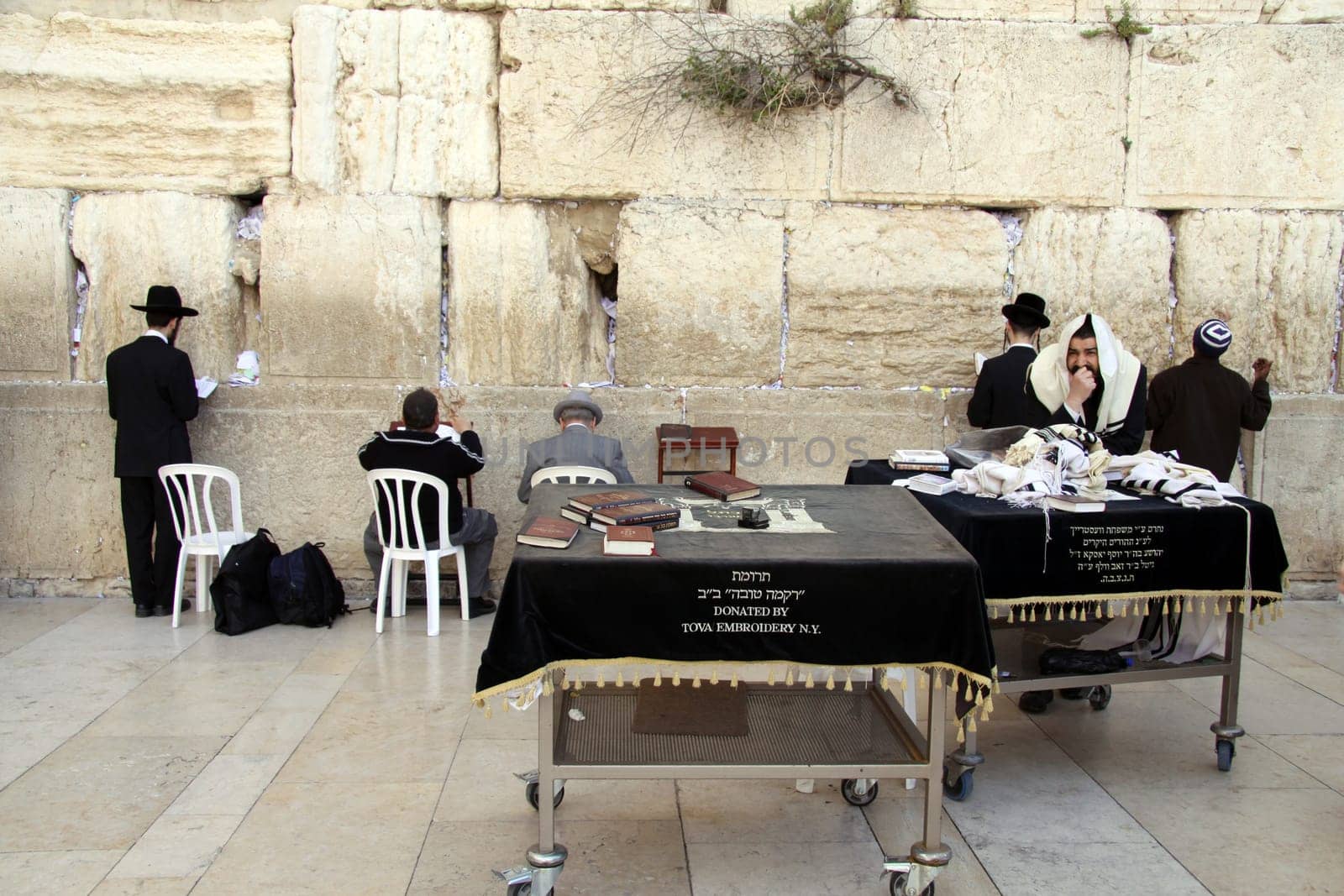 Orthodox Jewish Men at the Western Wall in Jerusalem. Israel