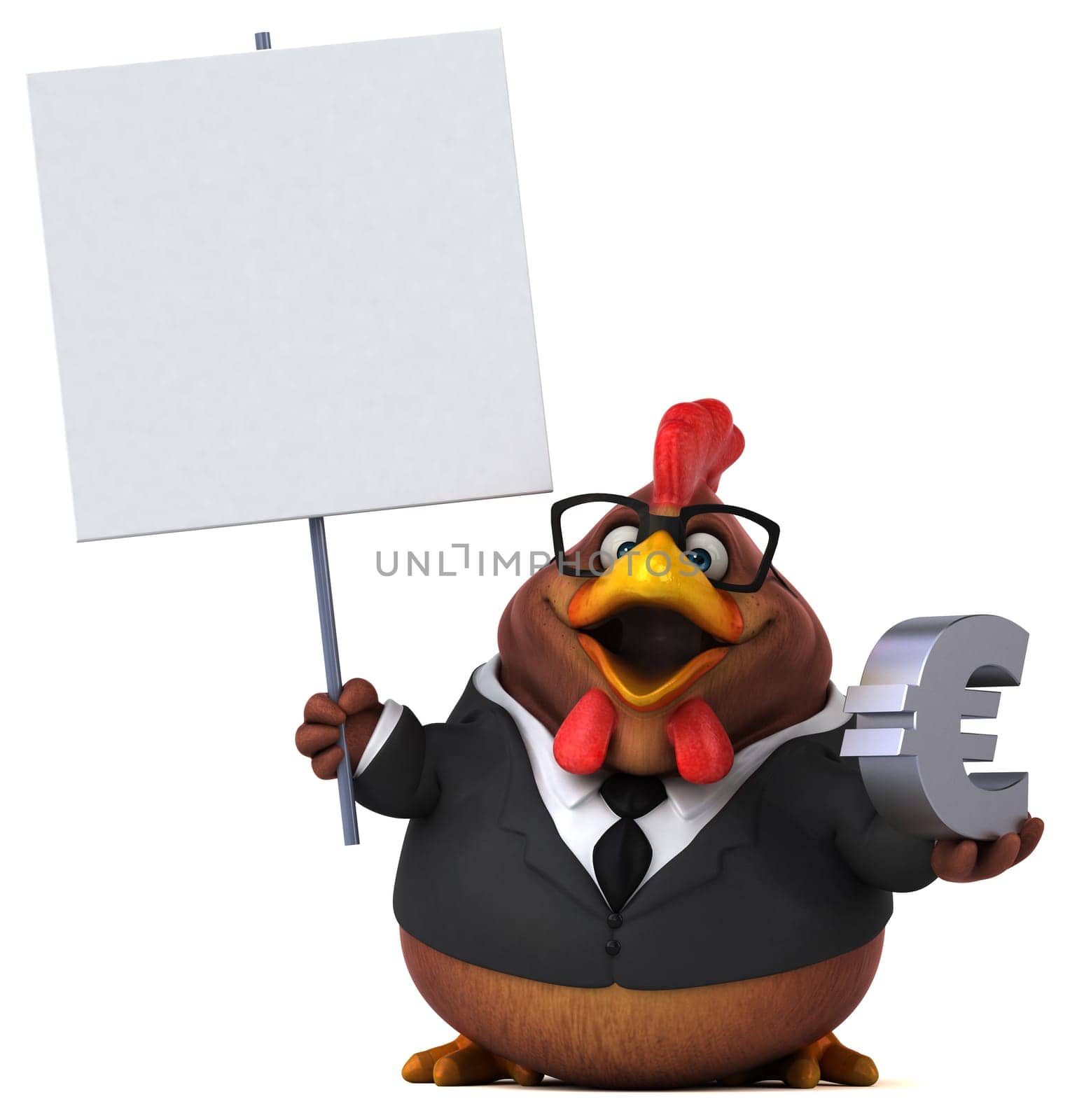 Fun chicken - 3D Illustration