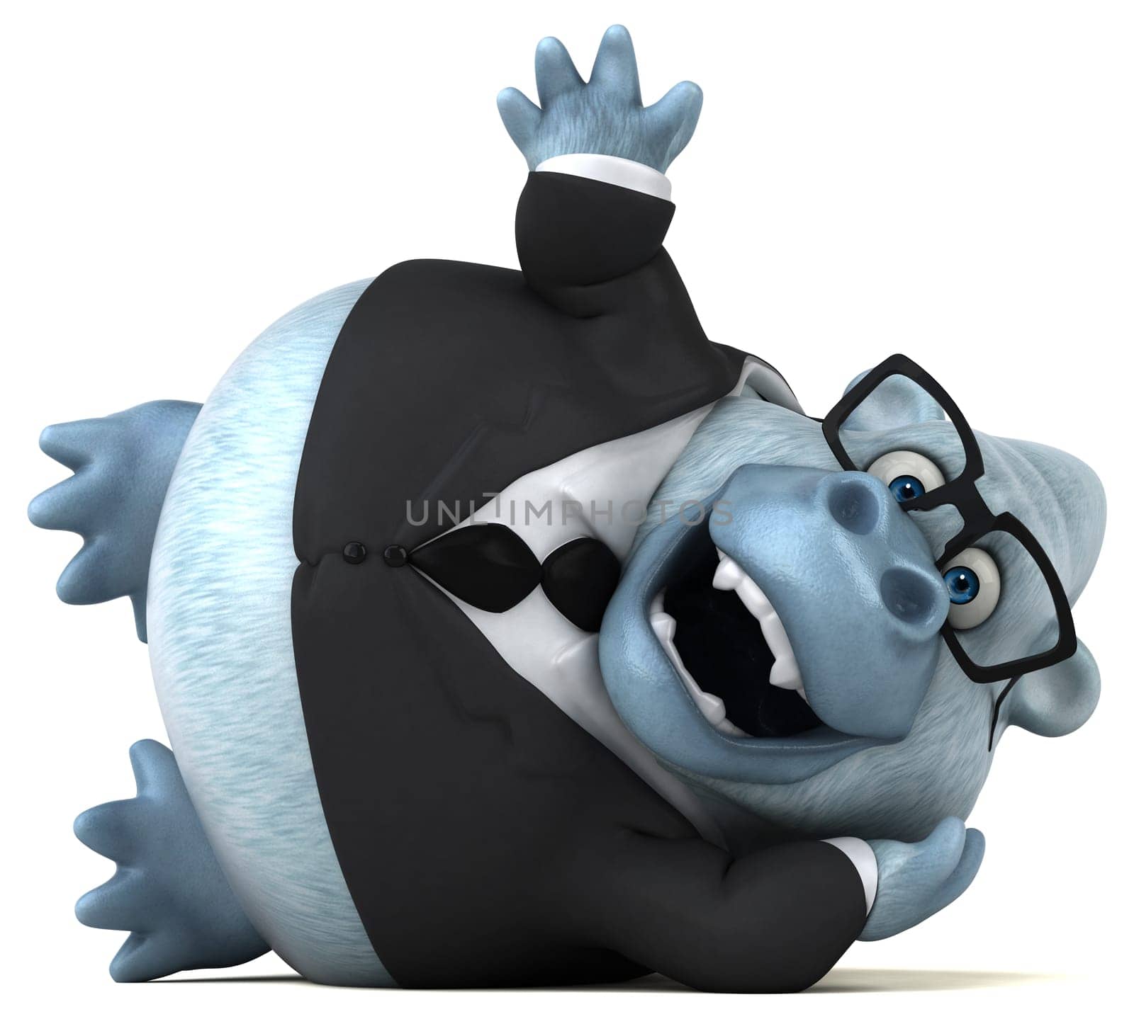 Fun white gorilla - 3D Illustration