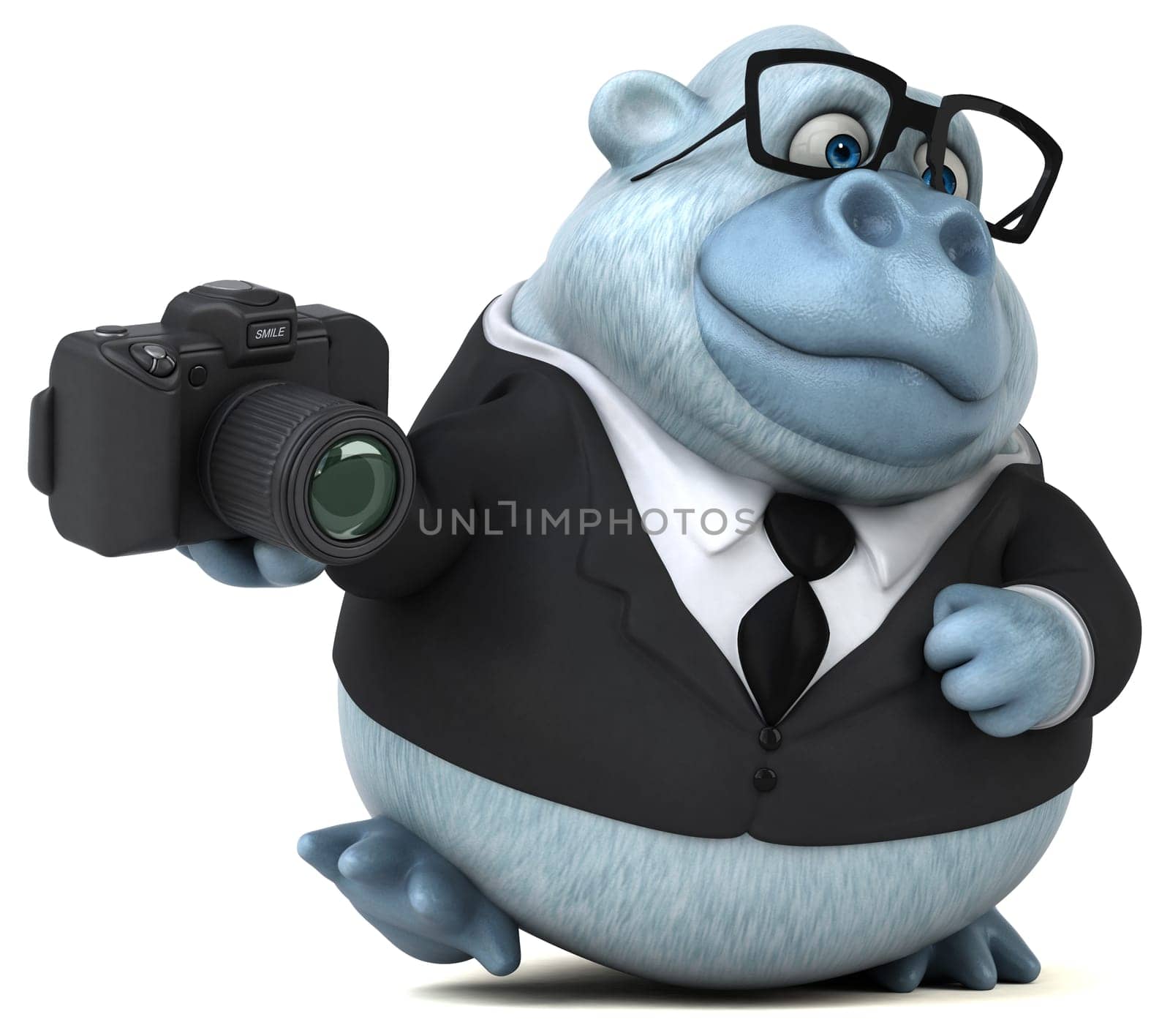 Fun white monkey - 3D Illustration