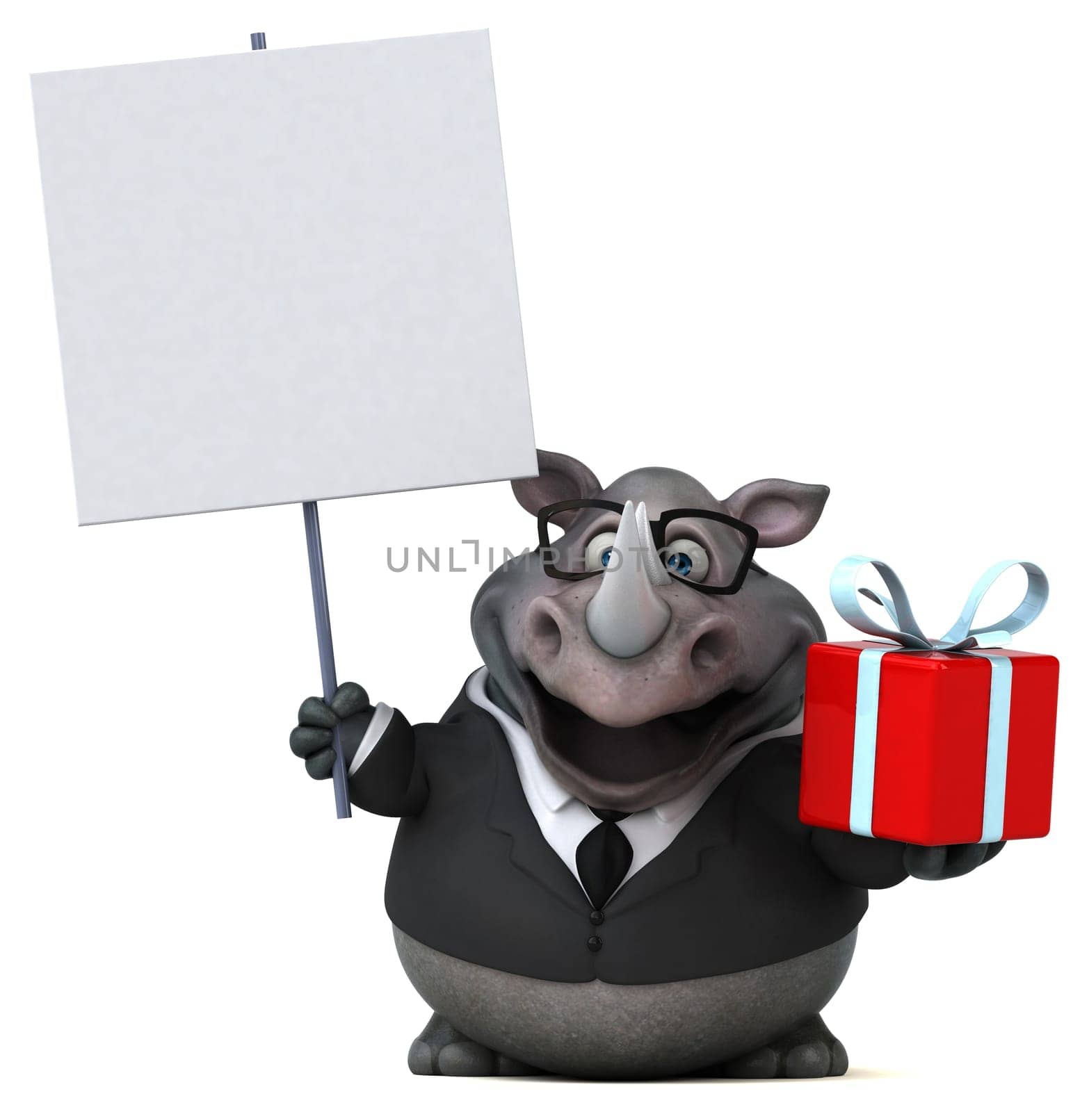 Fun rhinoceros - 3D Illustration