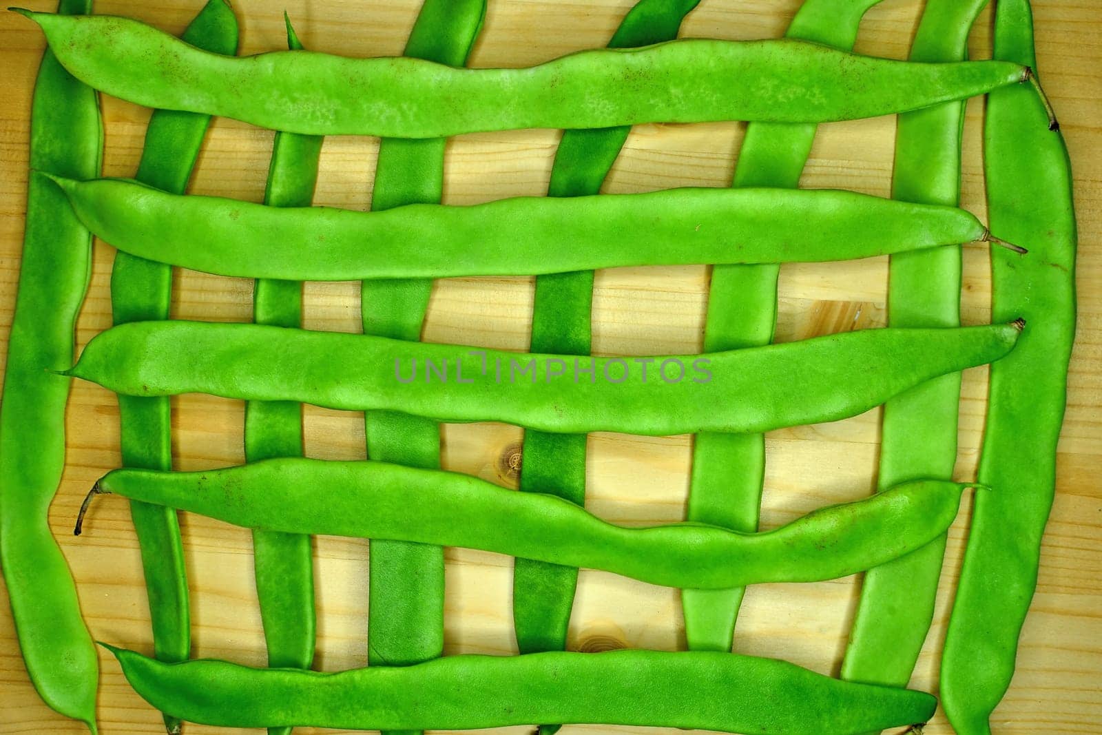 green, fresh beans in a closeup