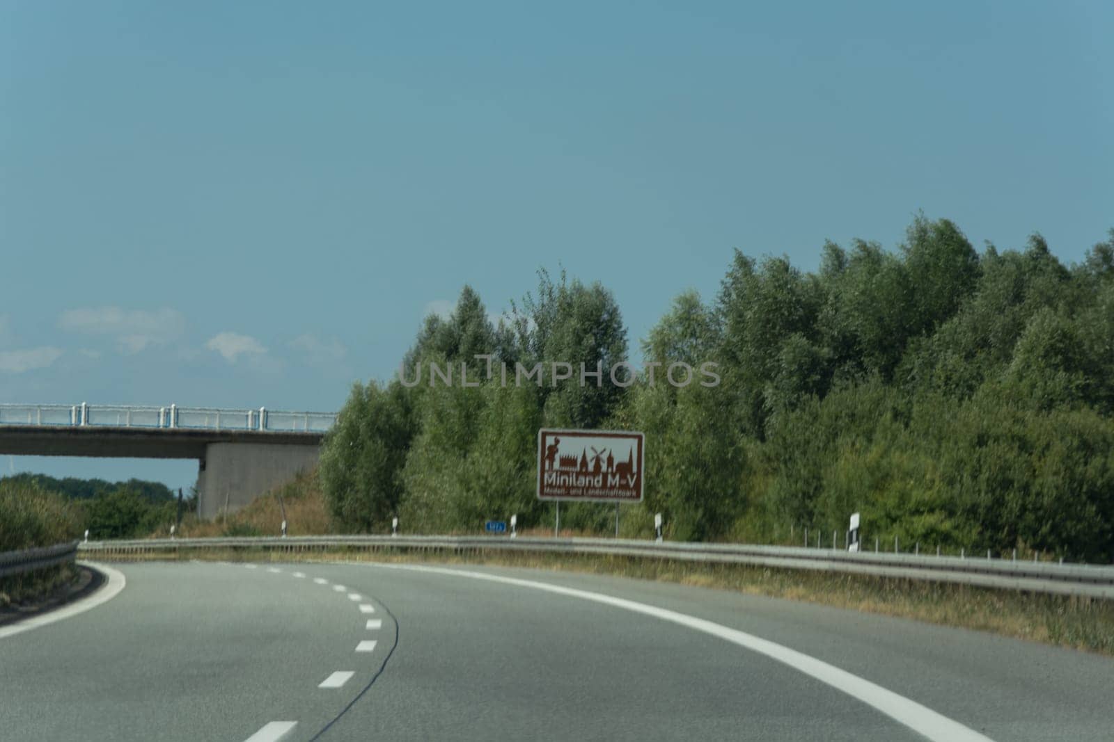 Autobahn sign in Germany Caption on German - city names  Miniland