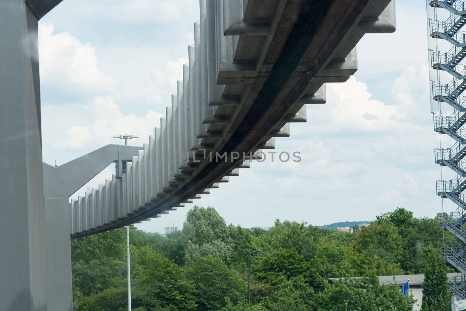 DUESSELDORF, NRW, GERMANY - JUNE 18, 2019:.Sky-Train funicular in airport. Copy space for text. Close-up.
