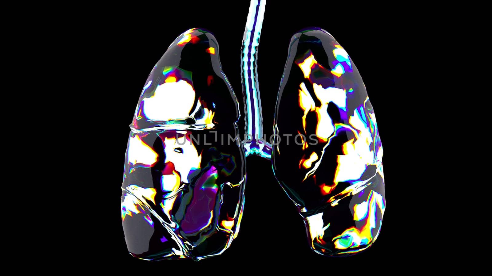 Respiratory organs with 3d render abstract diamond plating with mottled textures. Anatomical hemilobes with decorative design. Diagnosis of lung diseases with concept of proper lifestyle.