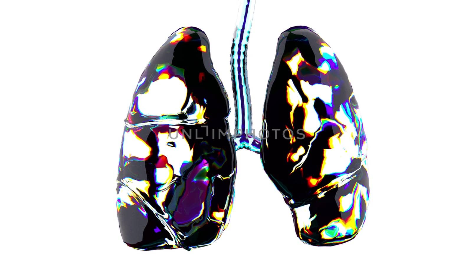 Respiratory organs with 3d render abstract diamond plating with mottled textures. Anatomical hemilobes with decorative design. Diagnosis of lung diseases with concept of proper lifestyle.