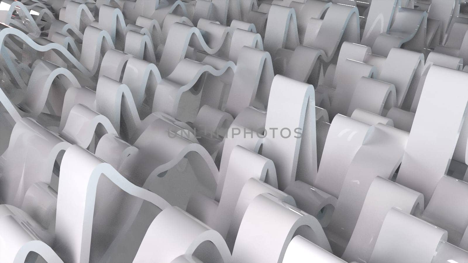 3d rendering of white wavy lines surface. Computer generated abstract dynamic background.
