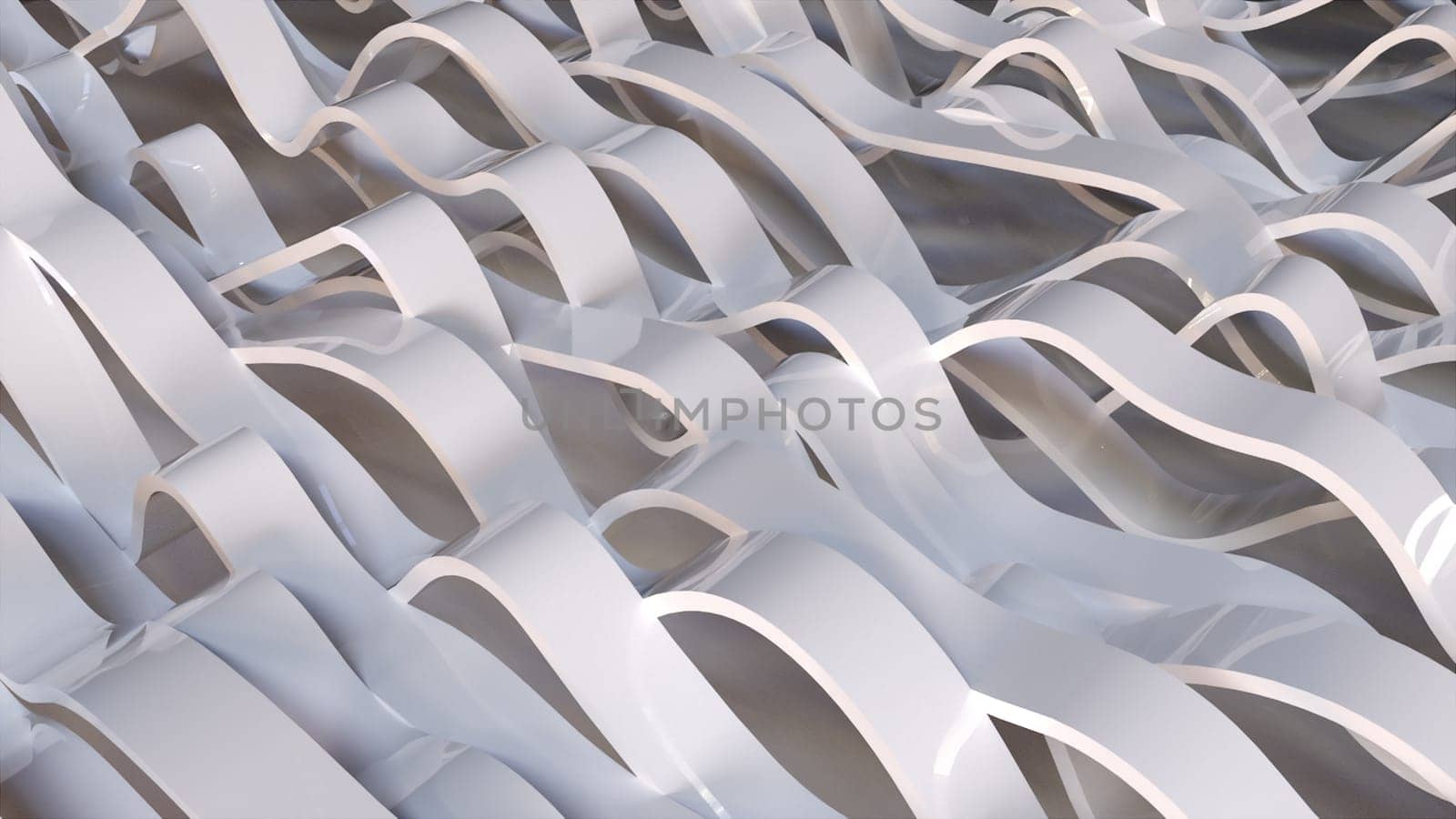 3d rendering of white wavy lines surface. Computer generated abstract dynamic background.