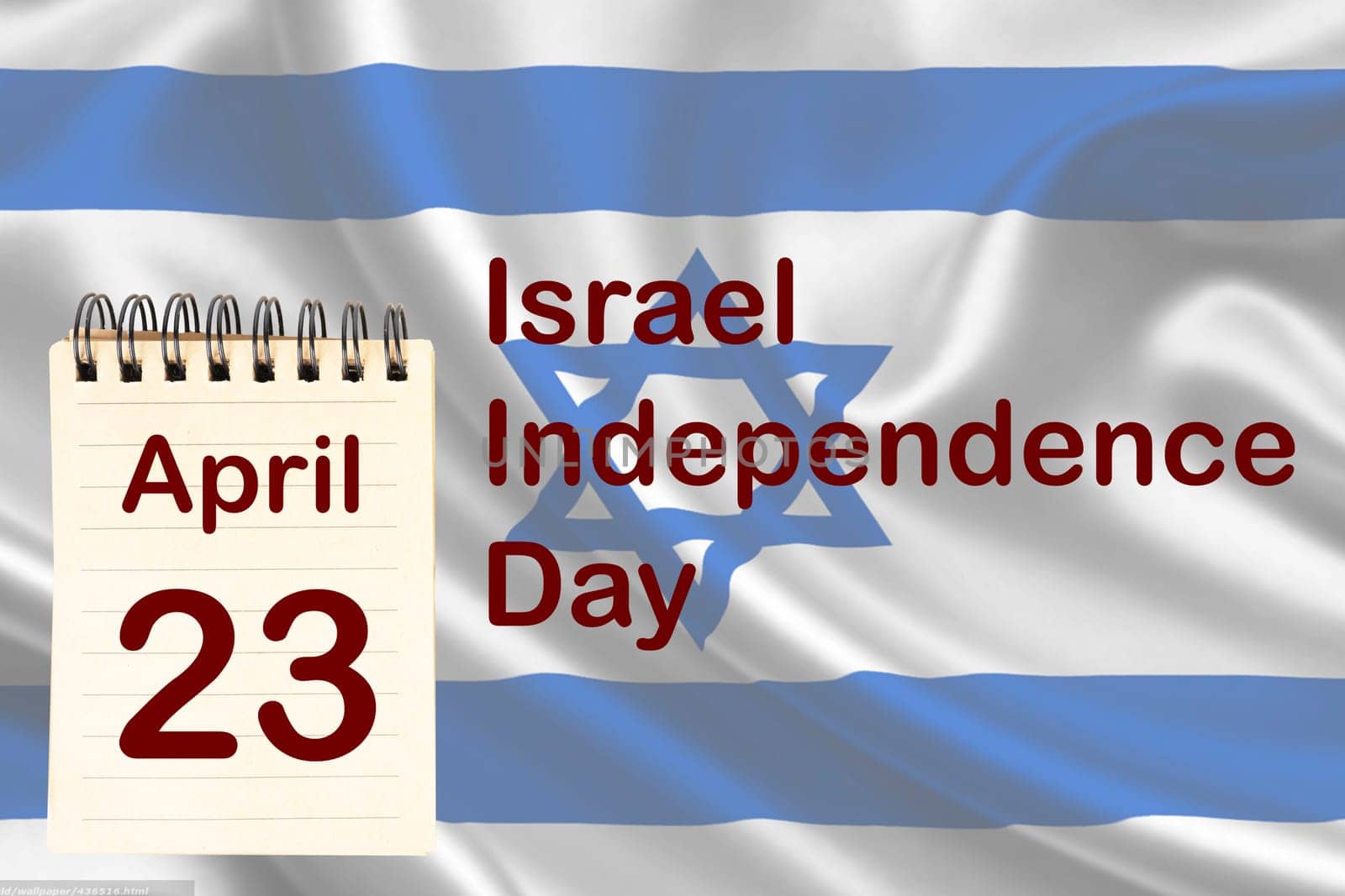 The celebration of Israel Independence Day with the flag and the calendar indicating the April 23